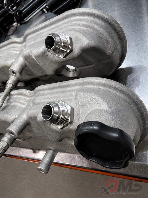 Recirculated - DMS Billet Catch Can With Press In Valve Cover Fittings and Braided Lines 09-15 CTS-V