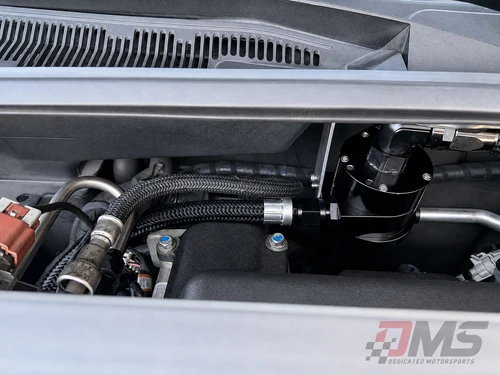 Recirculated - DMS Billet Catch Can With Press In Valve Cover Fittings and Braided Lines 09-15 CTS-V