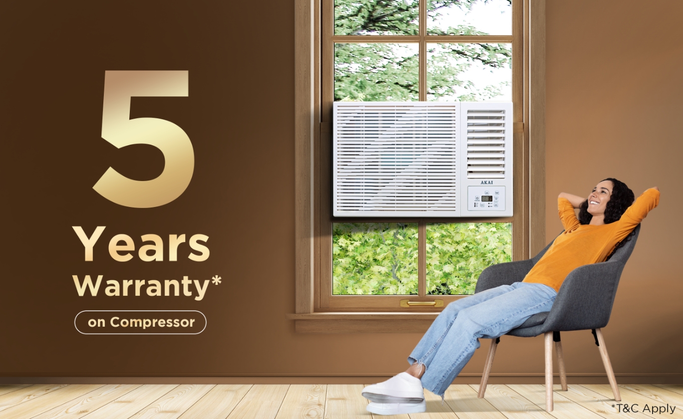 Akai 1.5 Ton 3 Star window, blue strip AC