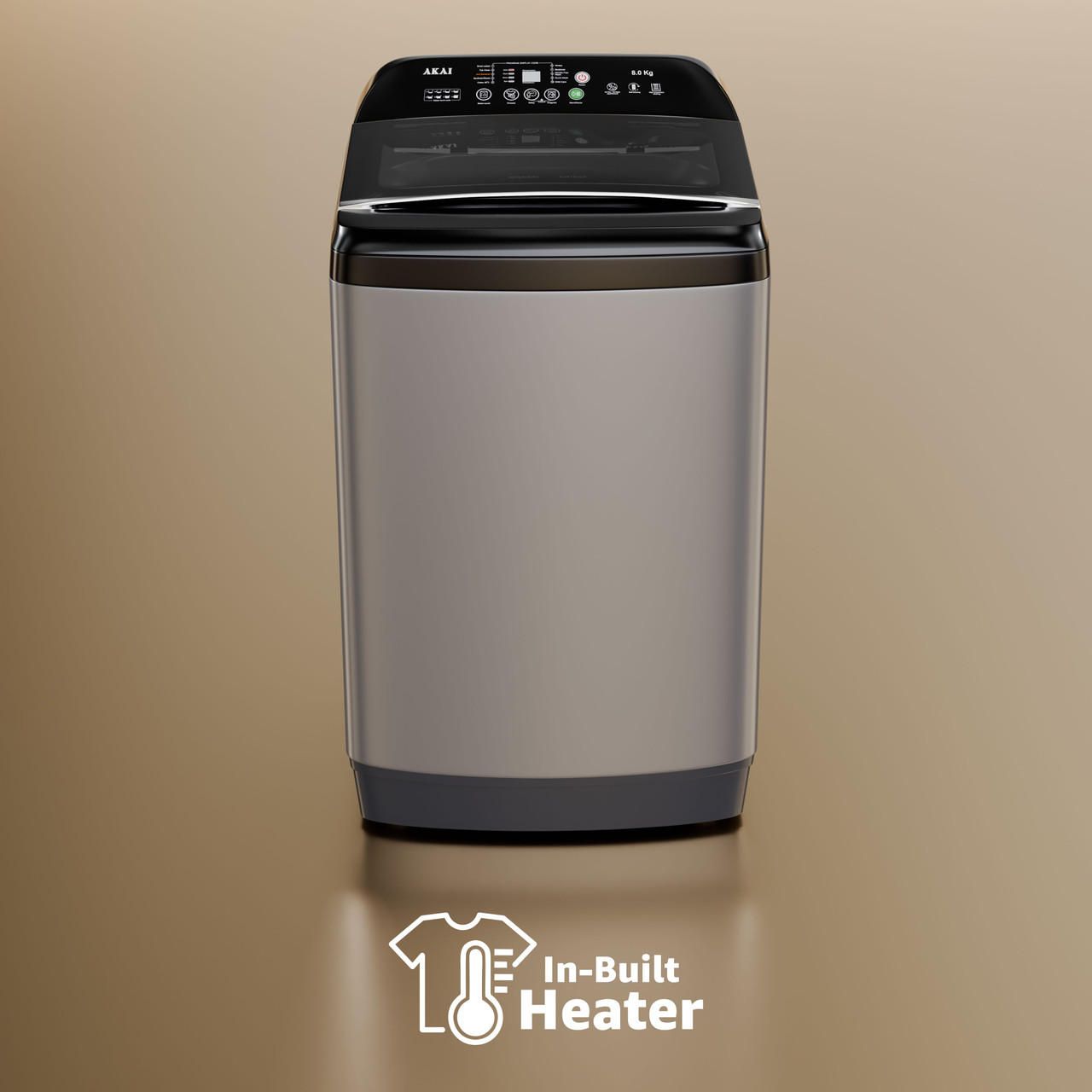 8kg fully automatic washing machine with in-built heater in inox grey