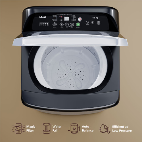 Inox grey 8kg automatic washing machine with heater