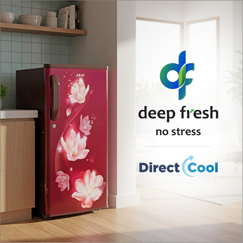 AKAI 165L Single Door Wine Color Refrigerator – Direct Cool, Manual+Push Defrost, Soft Crisper, LED Light, Home Fridge, 2 Star | AKDE1802-NPFW | AKAI India