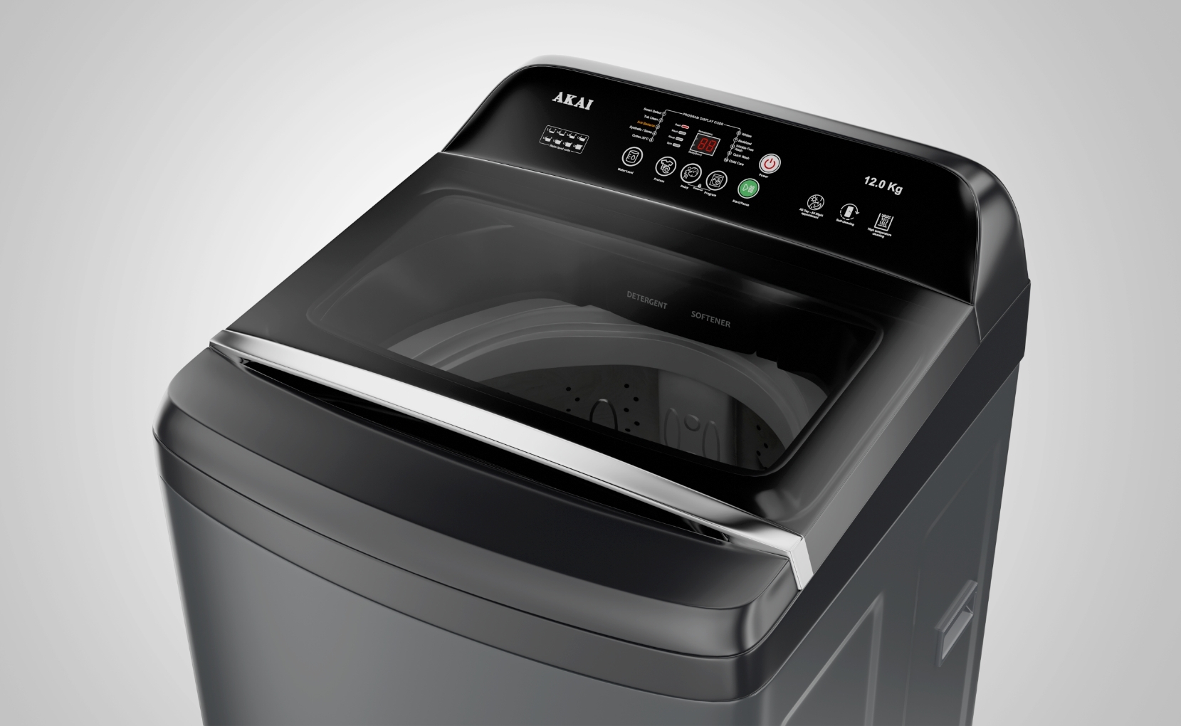 Akai 8 KG Fully Automatic Top Load Washing Machine (Dark Grey)