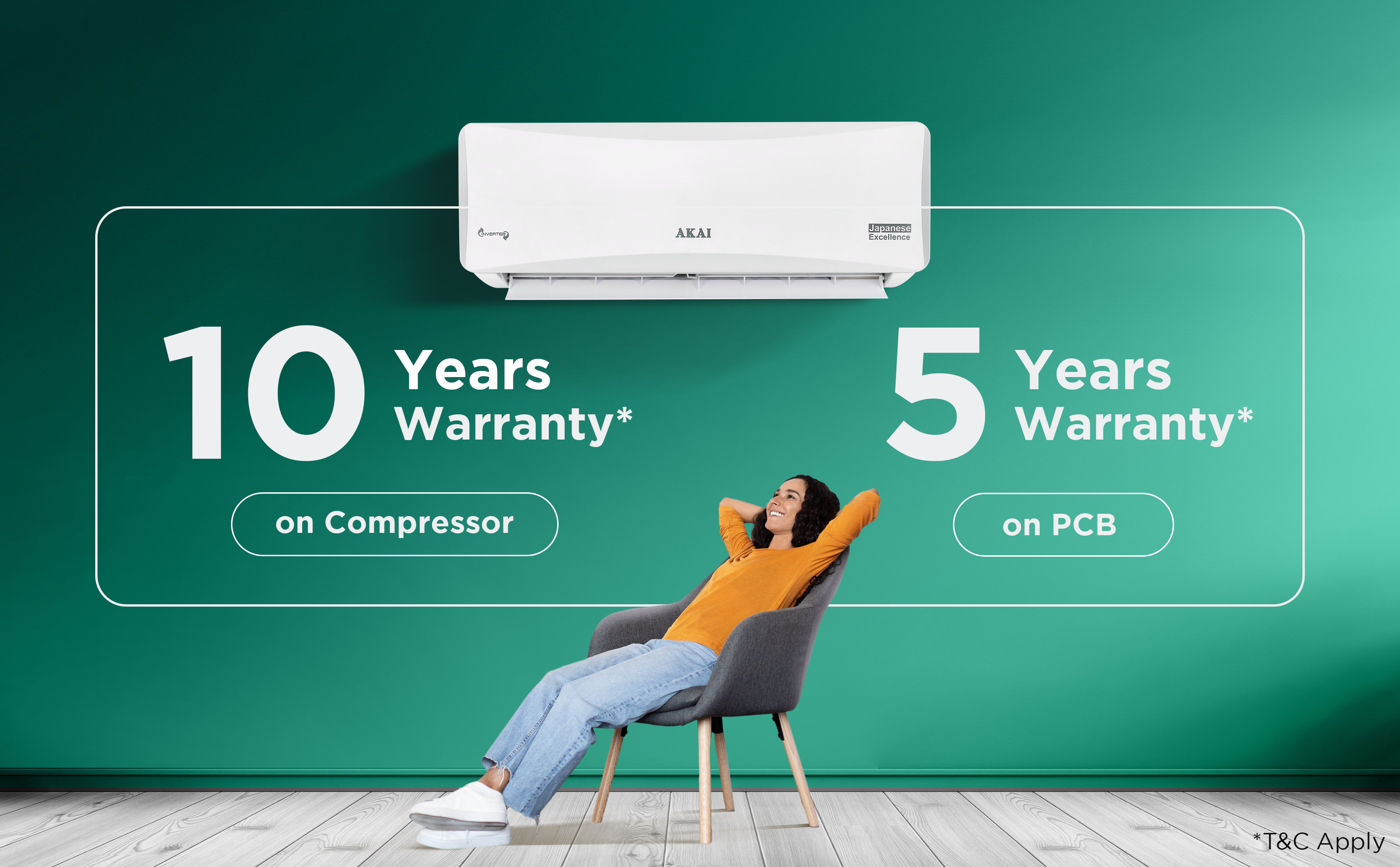 Akai 1.5 Ton 3 Star Inverter Blue Strip AC