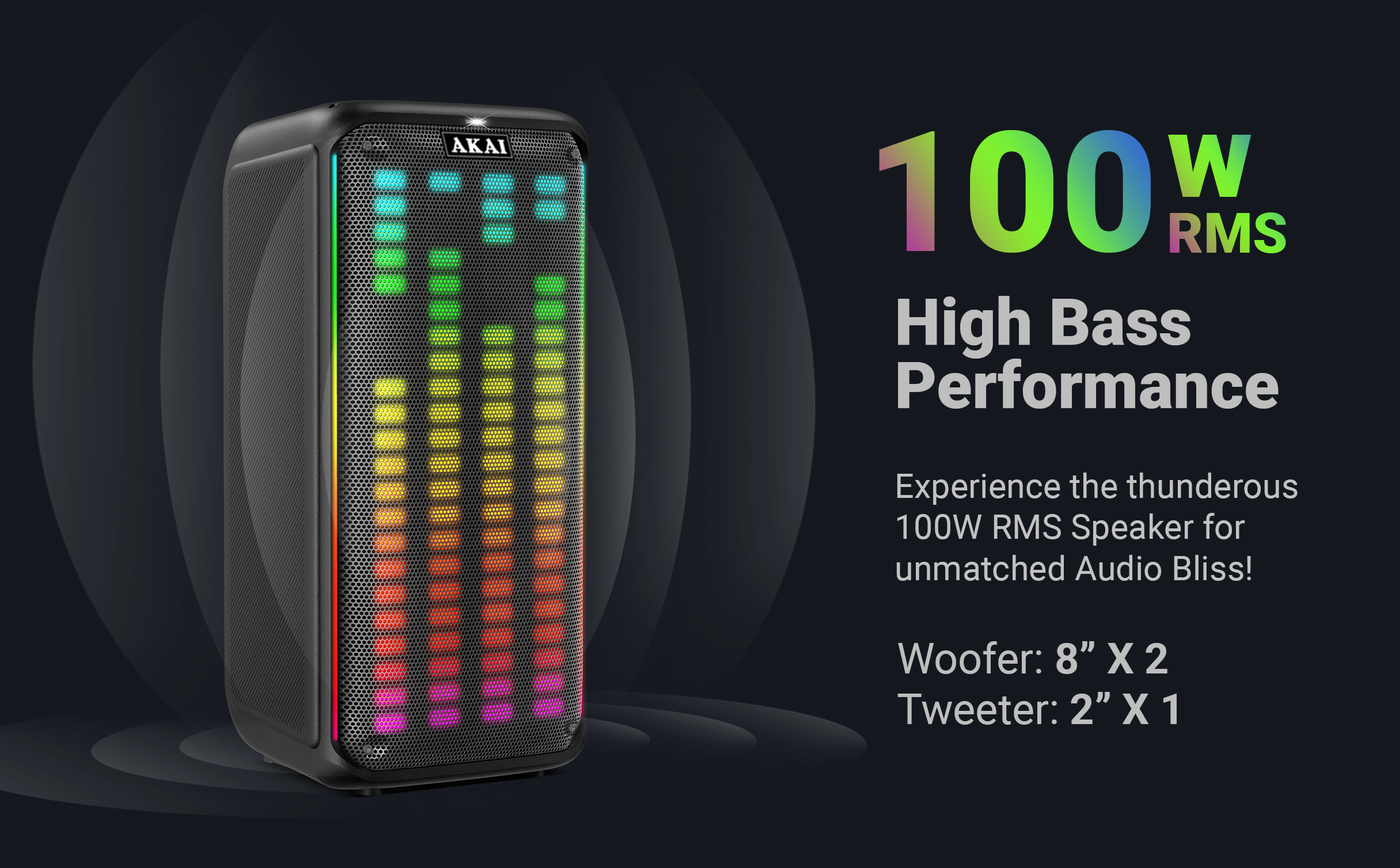 Akai PM-100P Wireless Party Speaker 100W