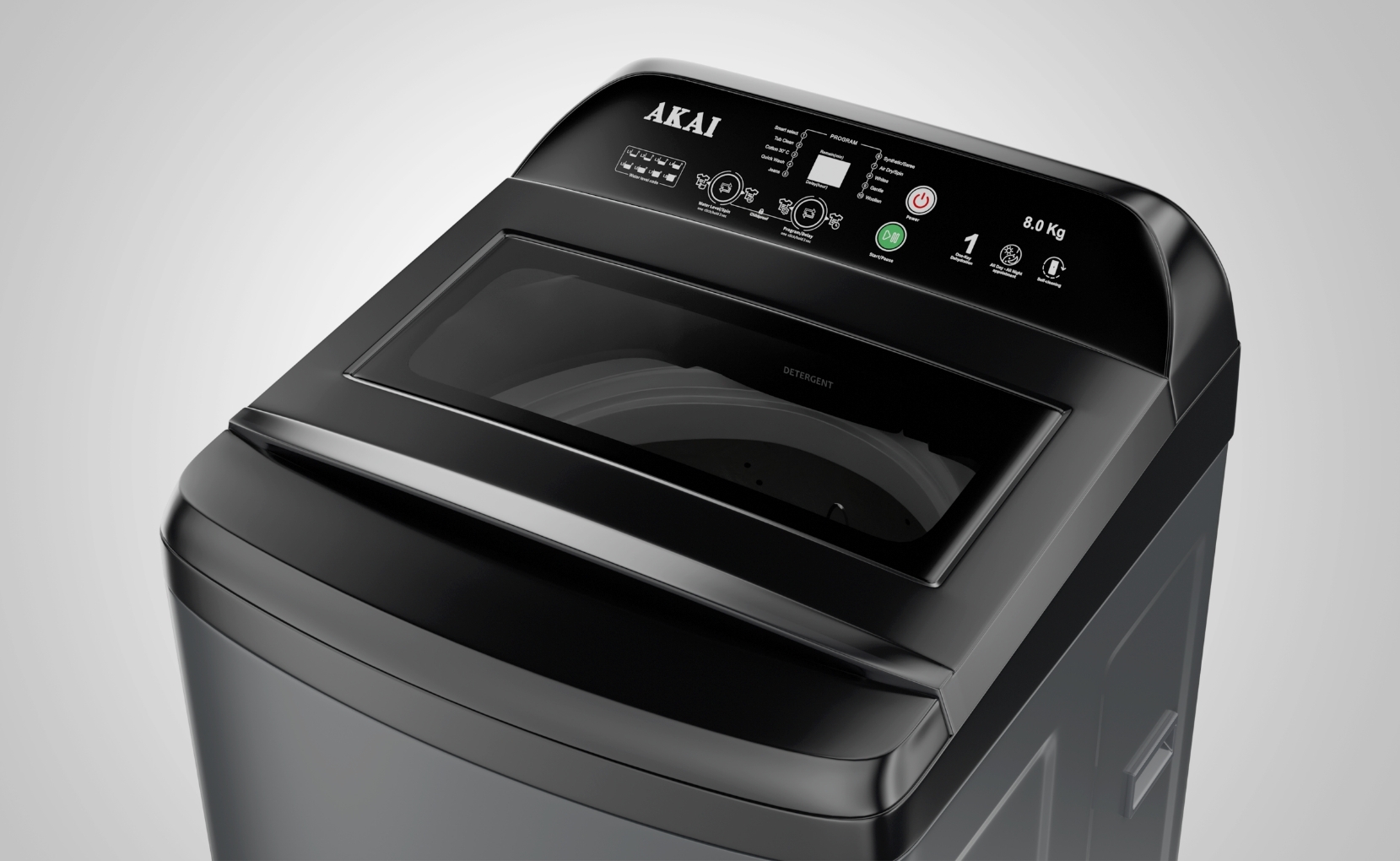 Akai 8 KG Fully Automatic Top Load Washing Machine (Dark Grey)