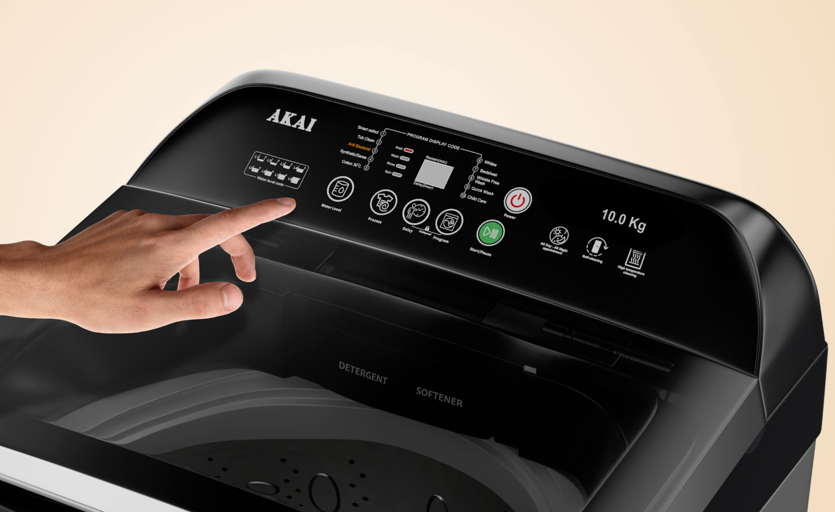 Akai 8 KG Fully Automatic Top Load Washing Machine (Dark Grey)