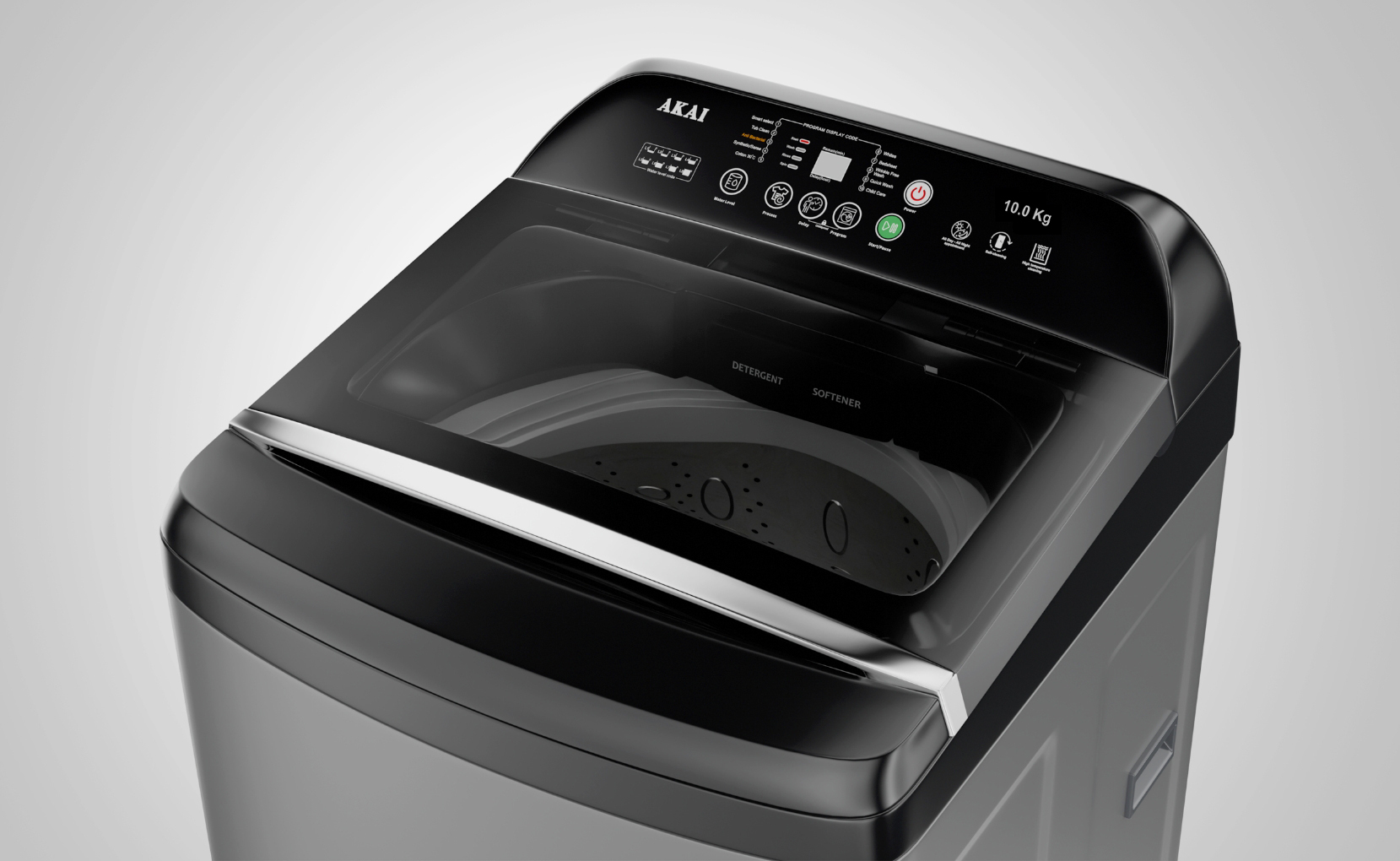 Akai 8 KG Fully Automatic Top Load Washing Machine (Dark Grey)