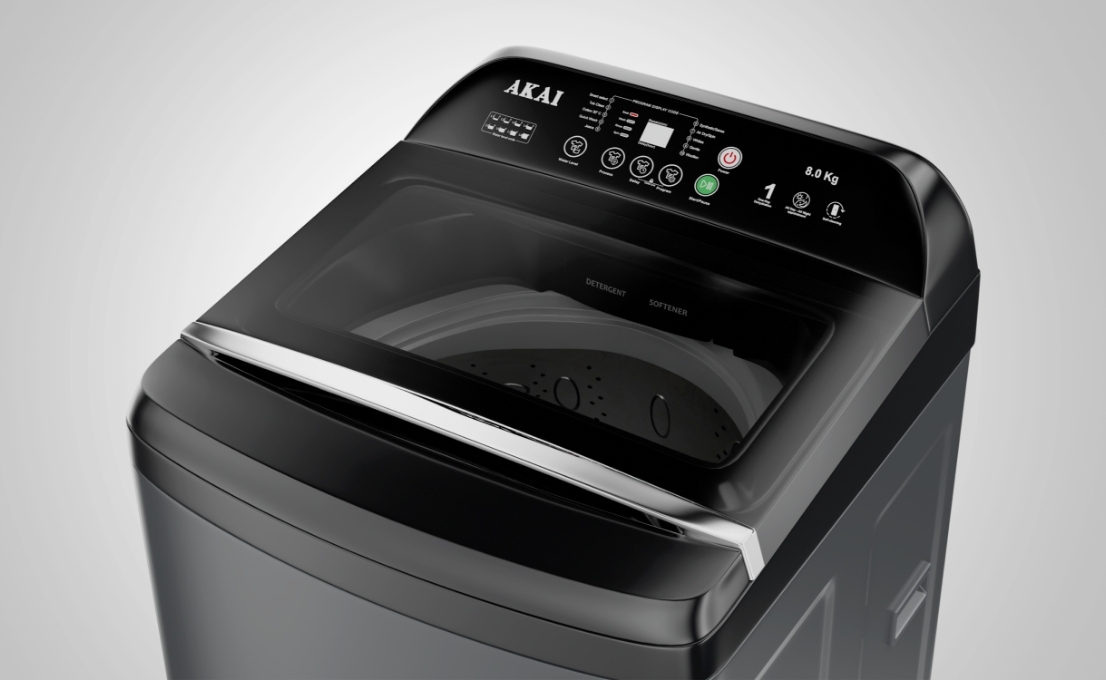 Akai 8 KG Fully Automatic Top Load Washing Machine (Dark Grey)