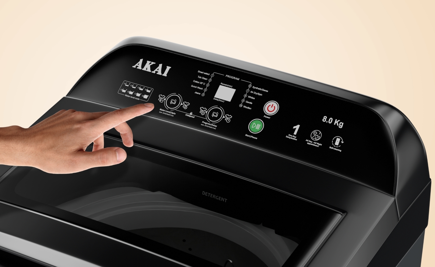 Akai 8 KG Fully Automatic Top Load Washing Machine (Dark Grey)