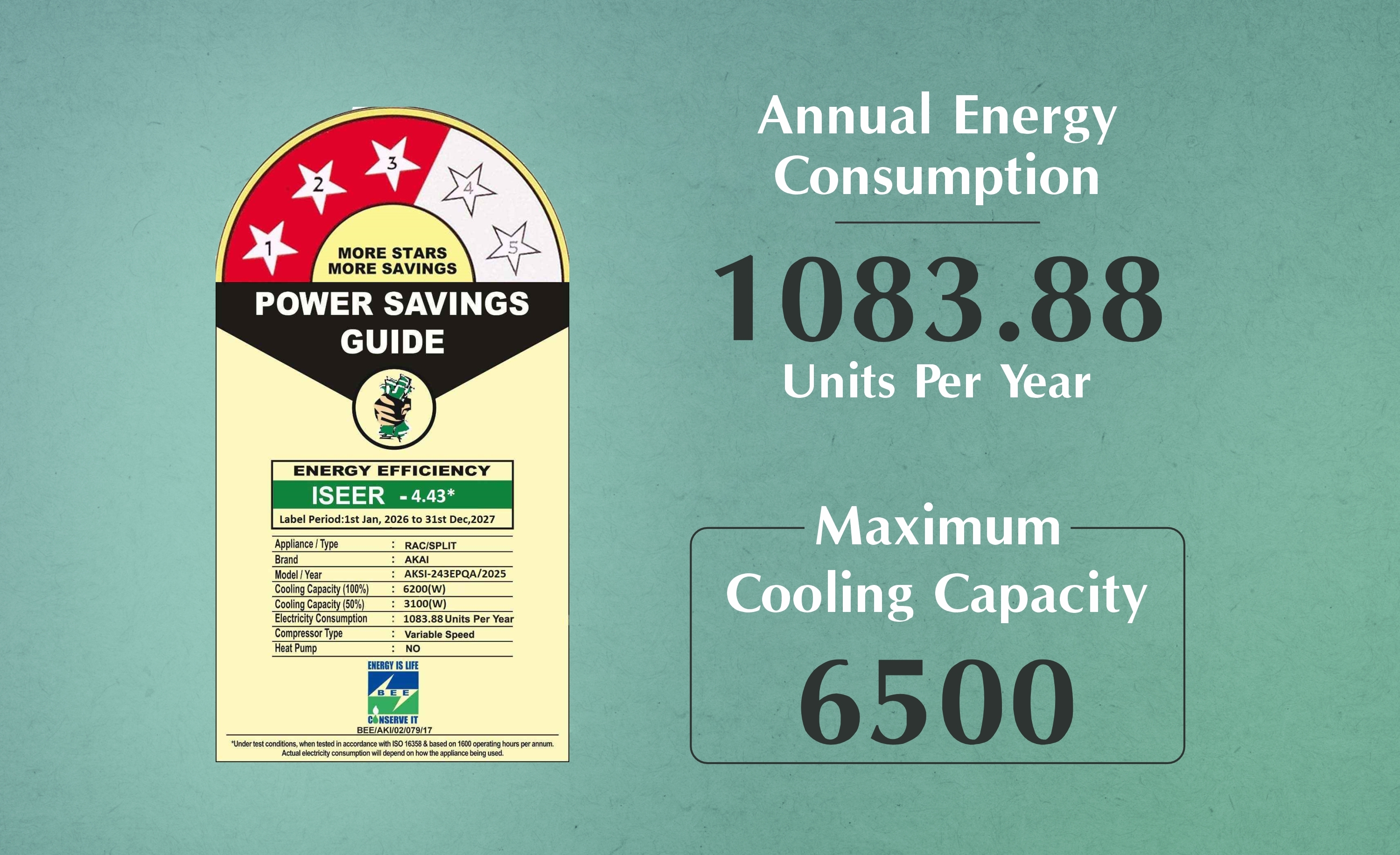 Akai 1.5 Ton 3 Star Inverter Blue Strip AC