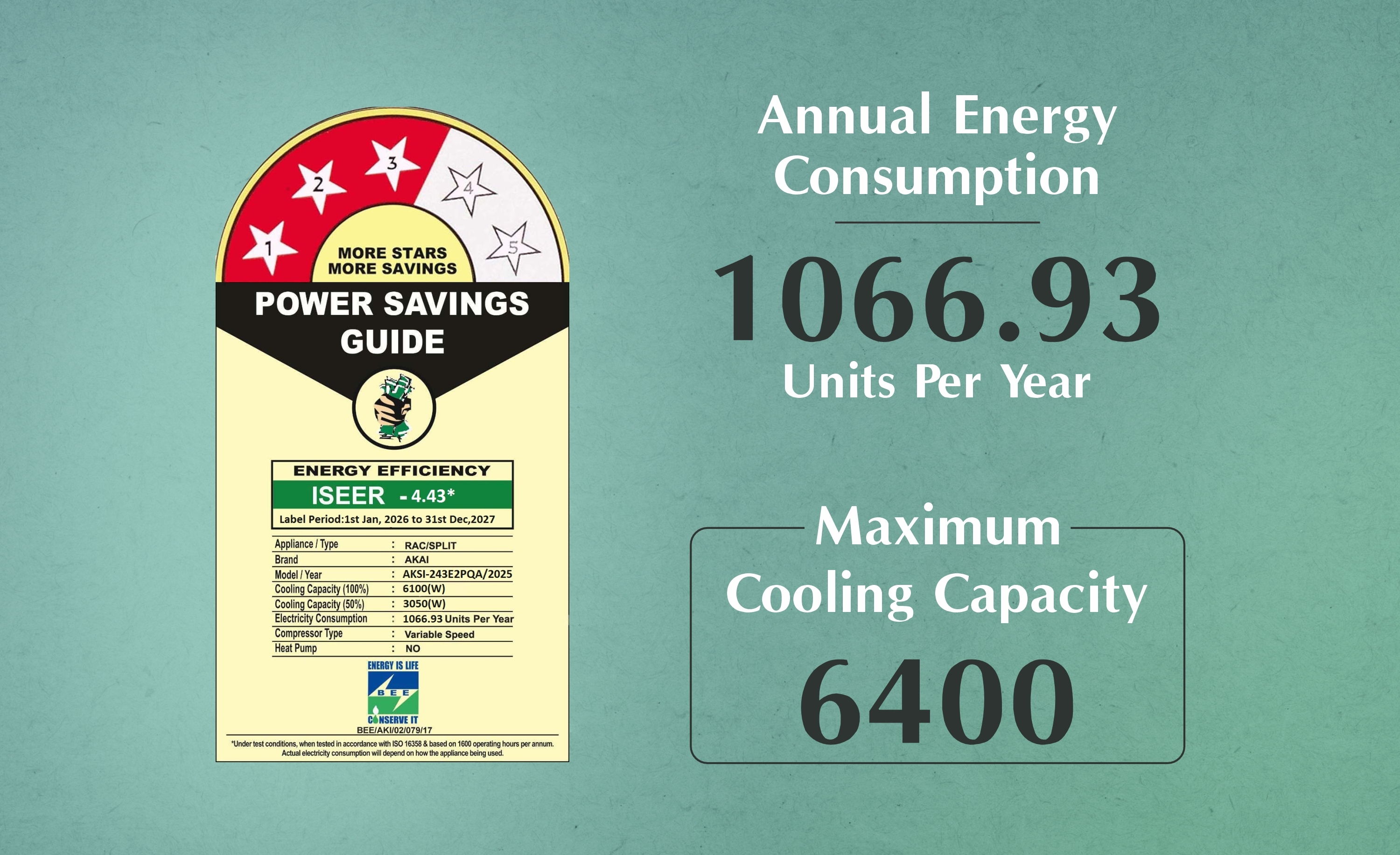 Akai 1.5 Ton 3 Star Inverter Blue Strip AC