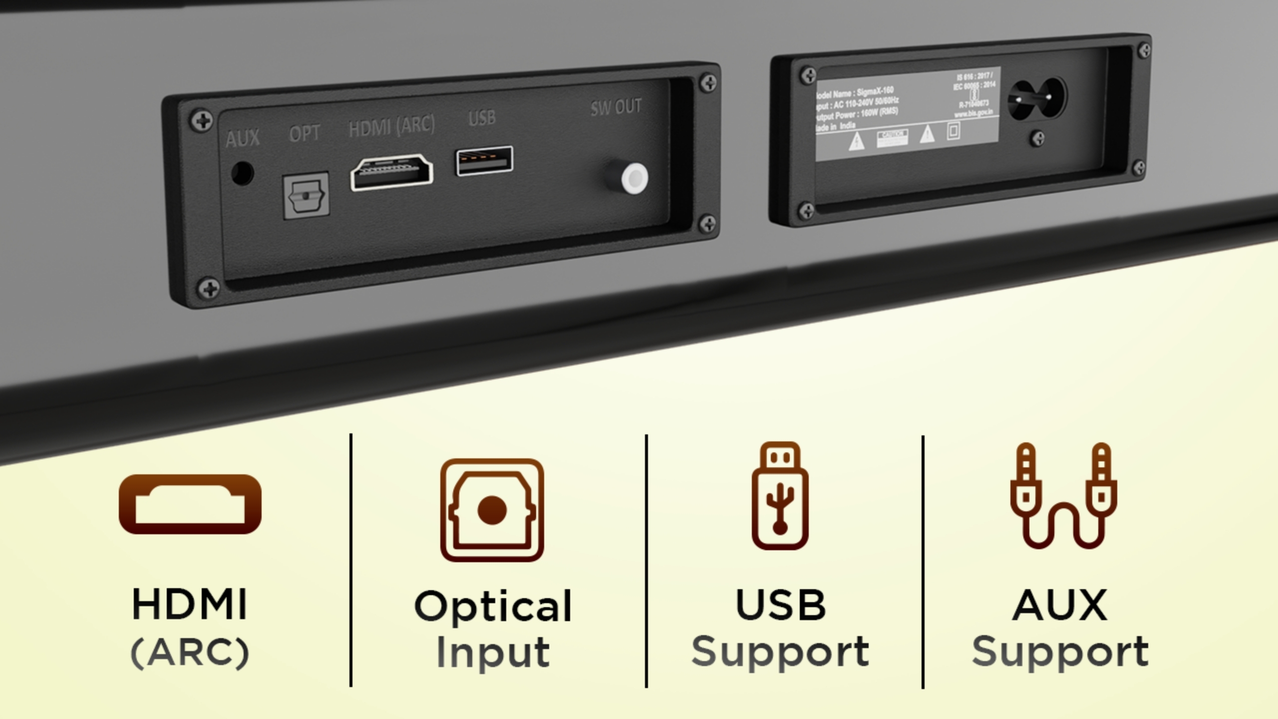 2.1 Channel Soundbar Speaker with Wired Subwoofer SigmaX-140