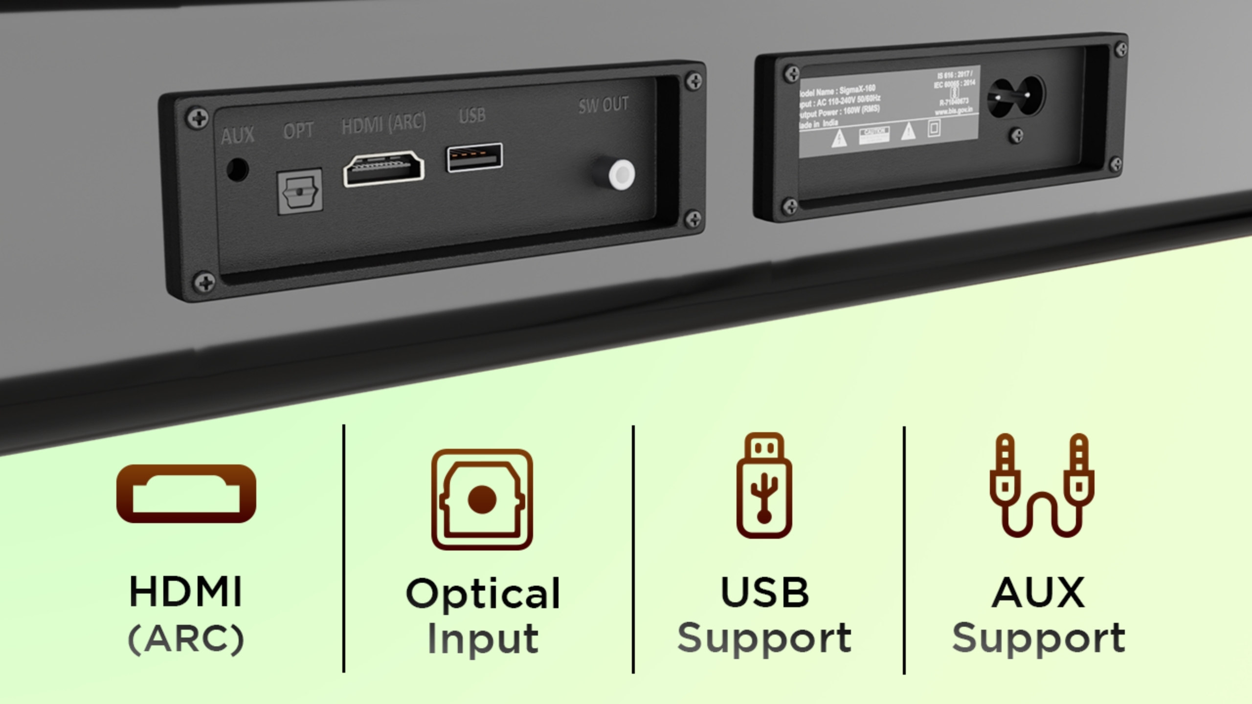 2.1 Channel Soundbar Speaker with Wired Subwoofer SigmaX-140