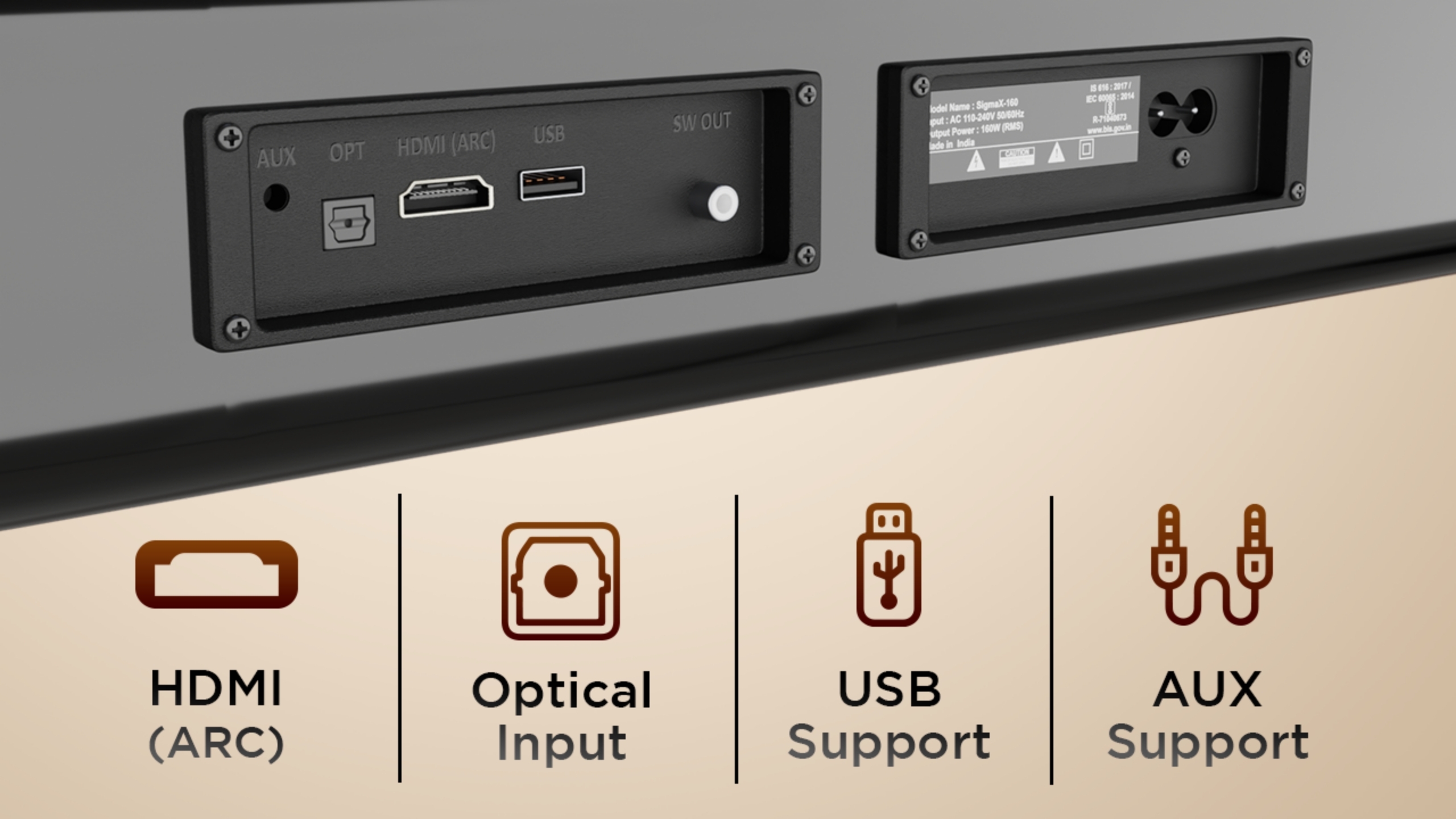 2.1 Channel Soundbar Speaker with Wired Subwoofer SigmaX-140