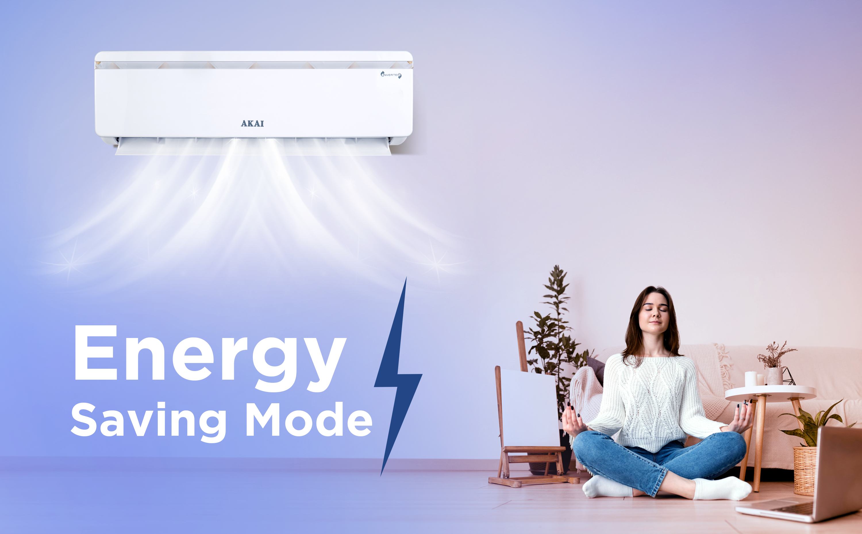 Akai 1.5 Ton 3 Star Inverter Blue Strip AC