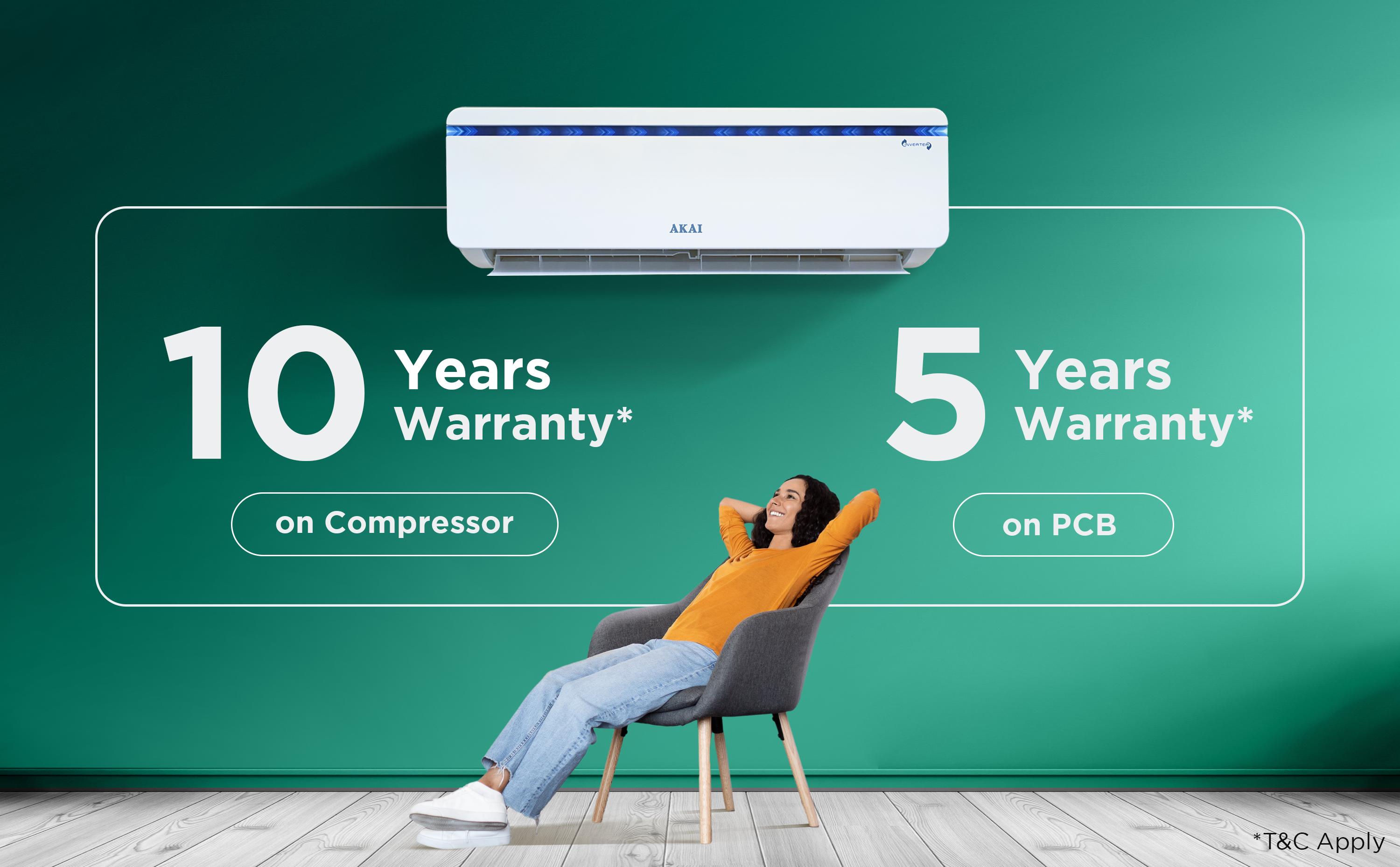 Akai 1.5 Ton 3 Star Inverter Blue Strip AC