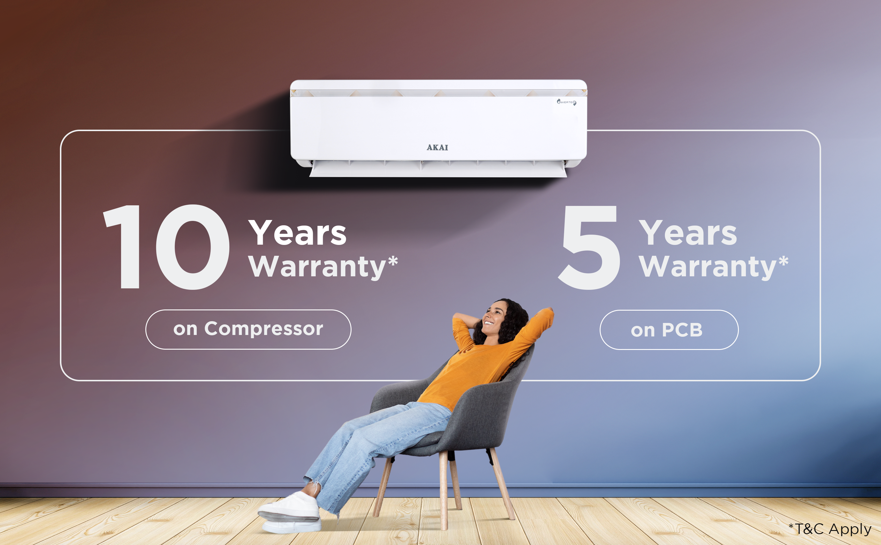Akai 1.5 Ton 3 Star Inverter Blue Strip AC