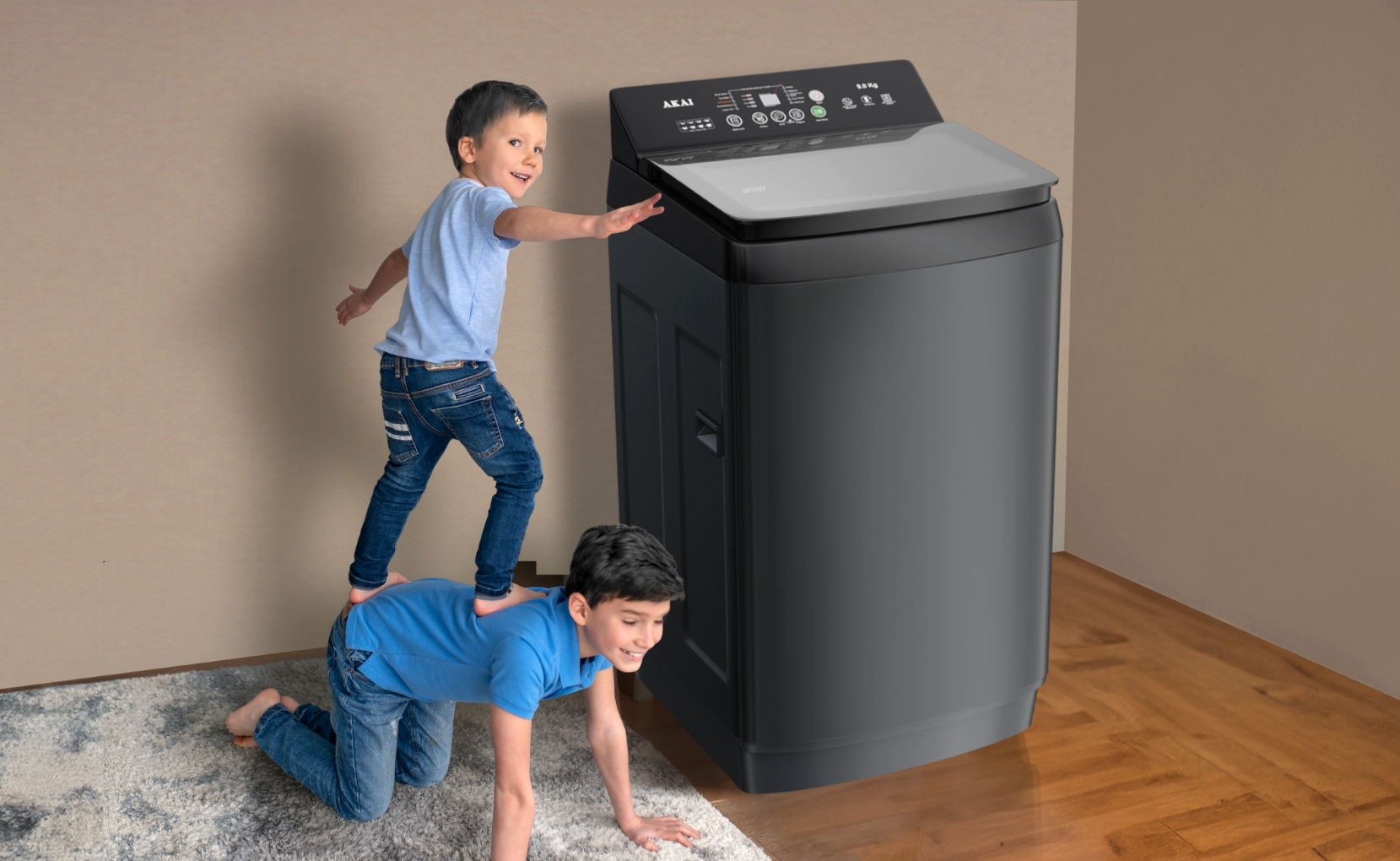 Akai 8 KG Fully Automatic Top Load Washing Machine (Dark Grey)