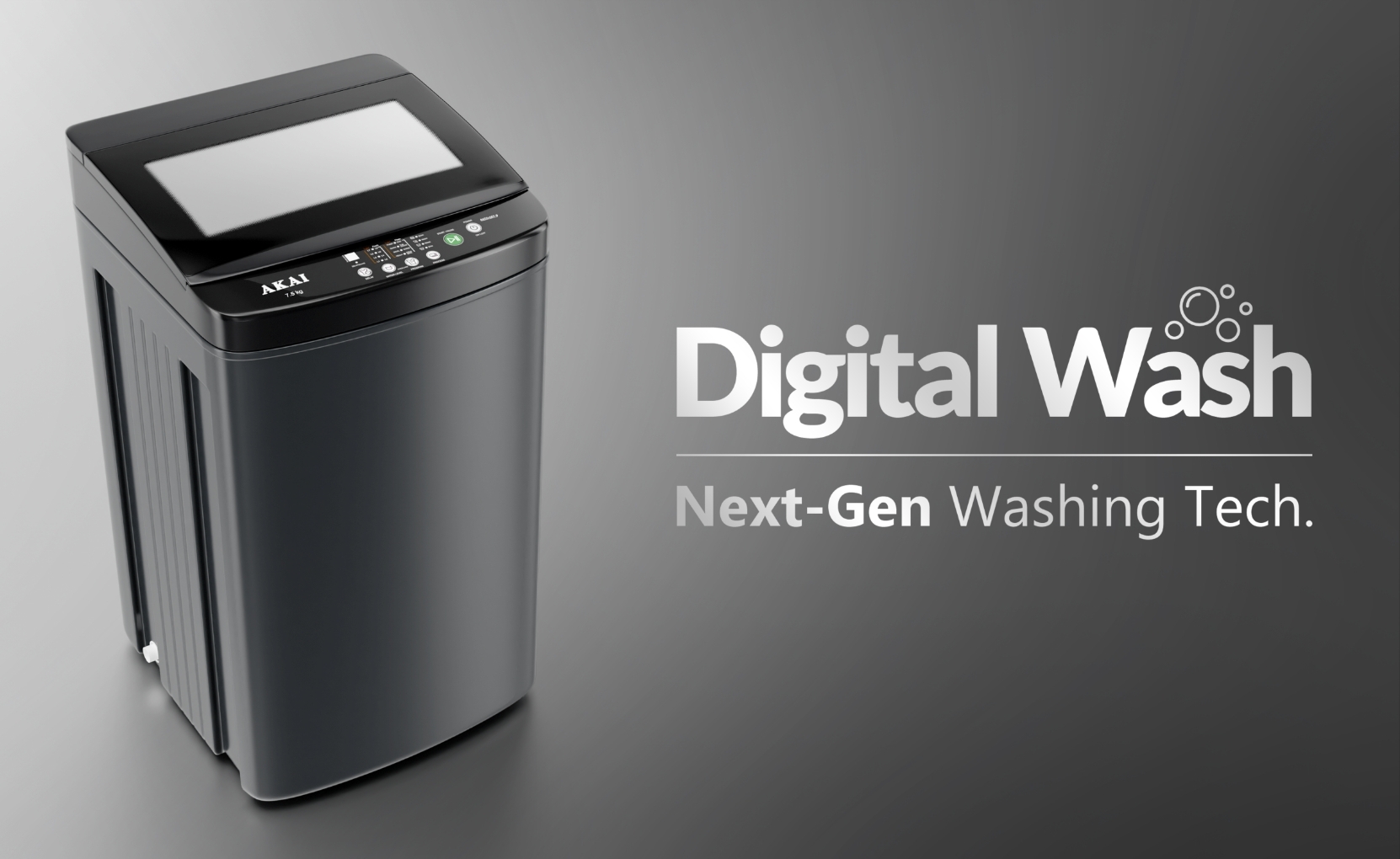 Akai 8 KG Fully Automatic Top Load Washing Machine (Dark Grey)