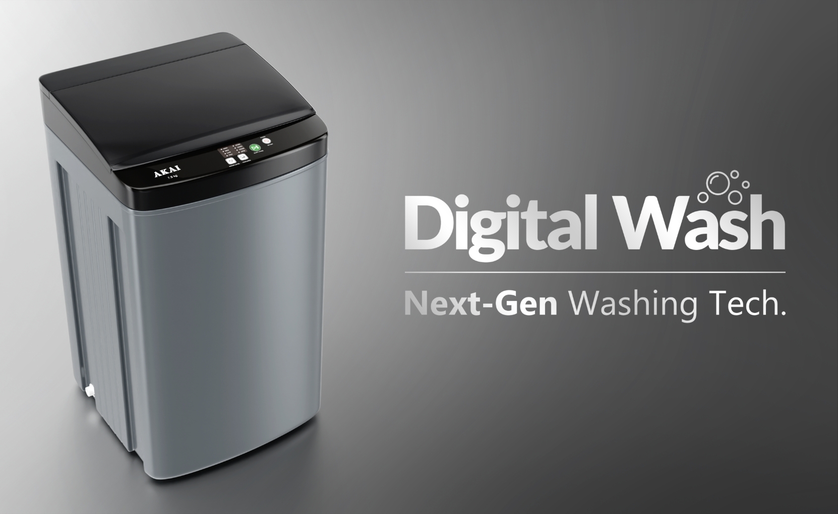 Akai 8 KG Fully Automatic Top Load Washing Machine (Dark Grey)