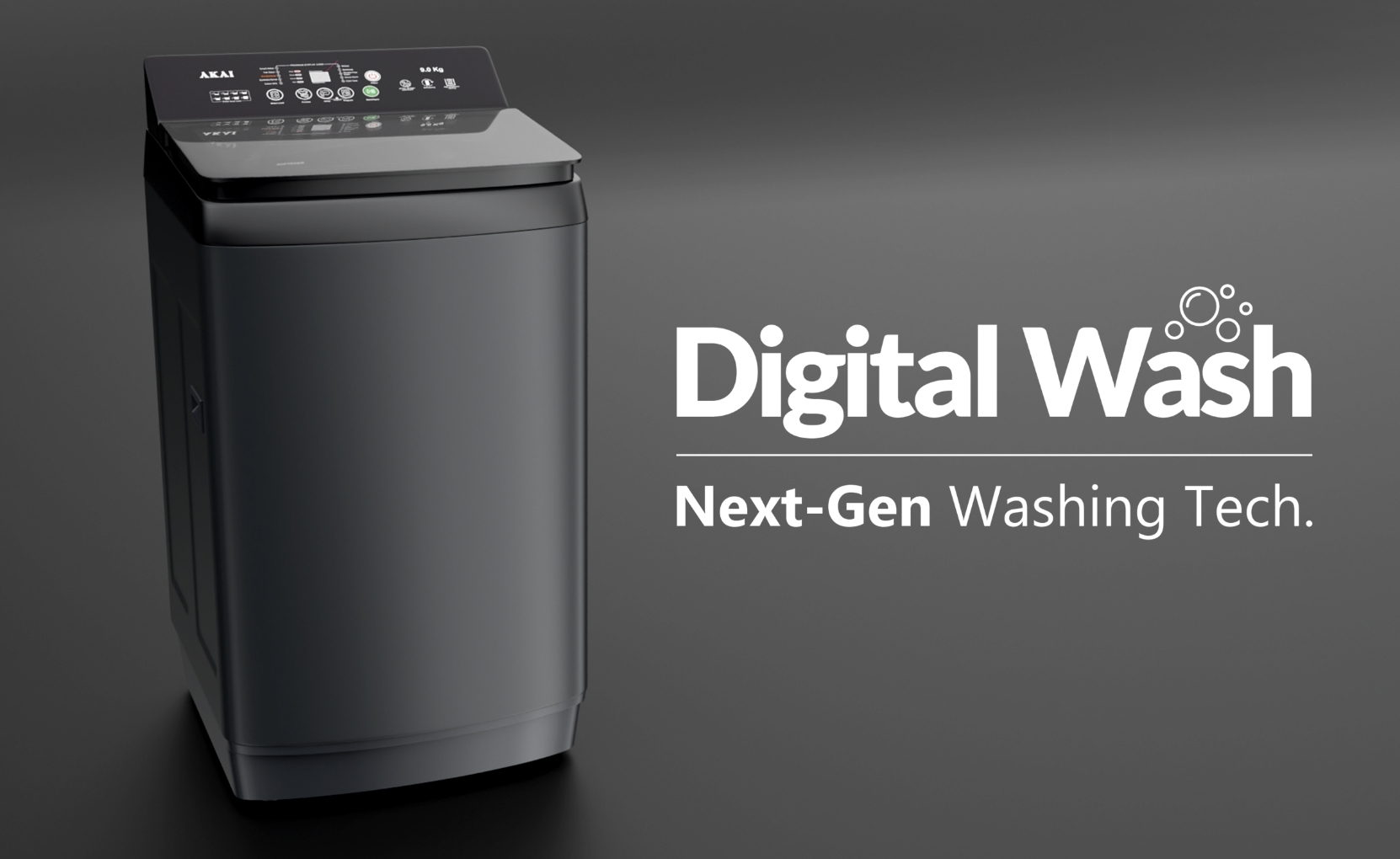 Akai 8 KG Fully Automatic Top Load Washing Machine (Dark Grey)