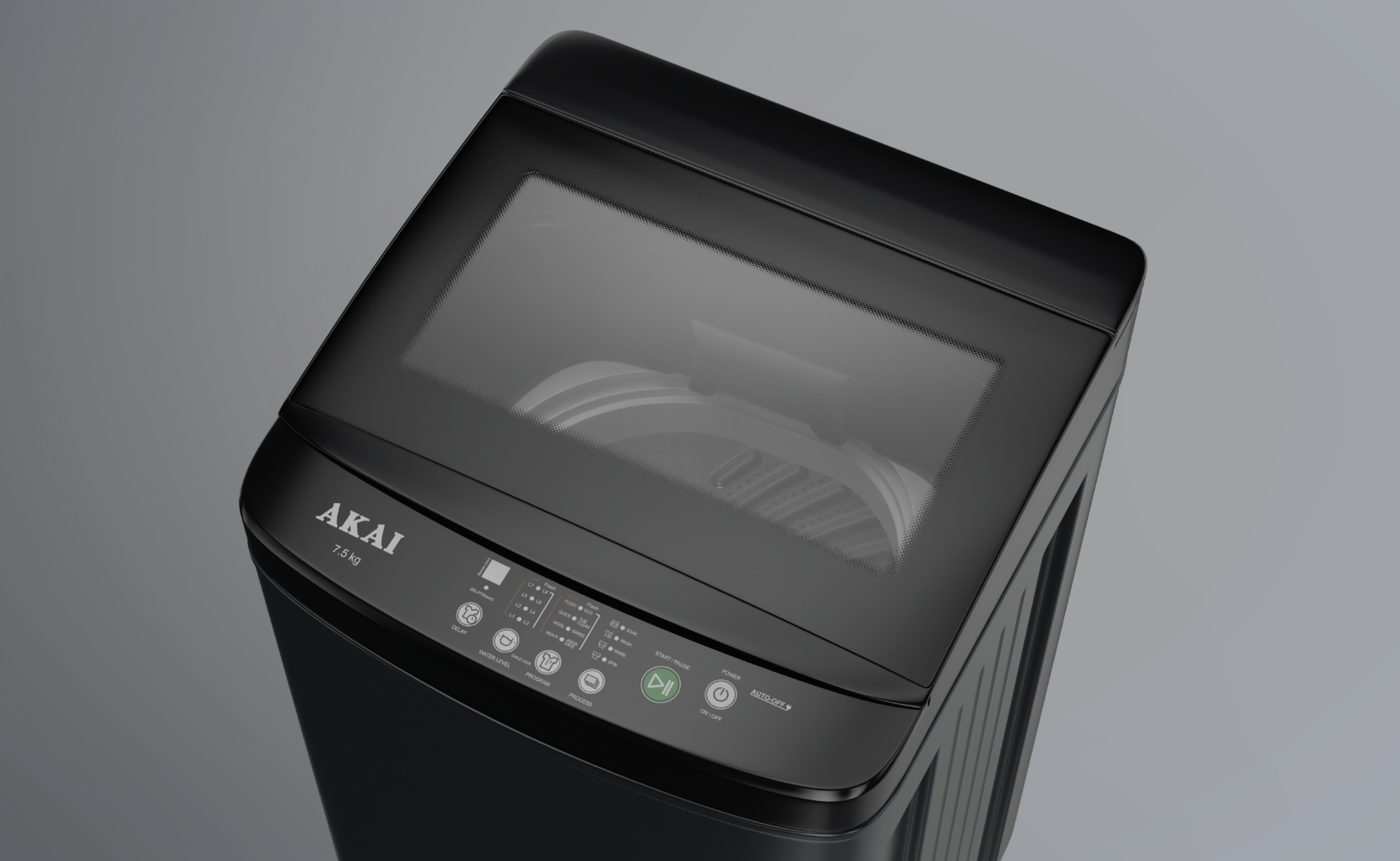 Akai 8 KG Fully Automatic Top Load Washing Machine (Dark Grey)