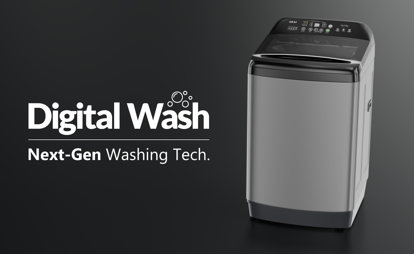 Akai 8 KG Fully Automatic Top Load Washing Machine (Dark Grey)