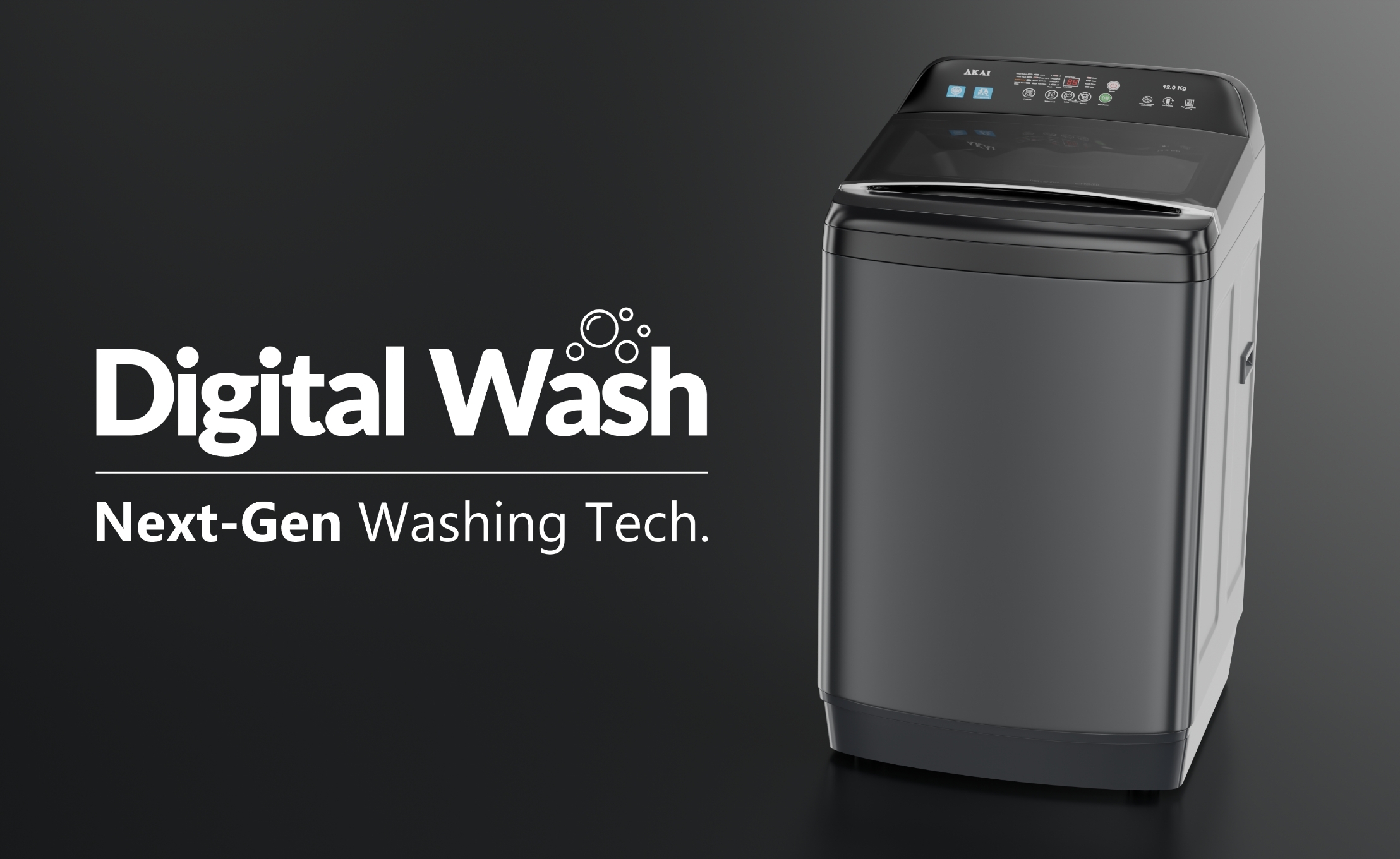 Akai 8 KG Fully Automatic Top Load Washing Machine (Dark Grey)