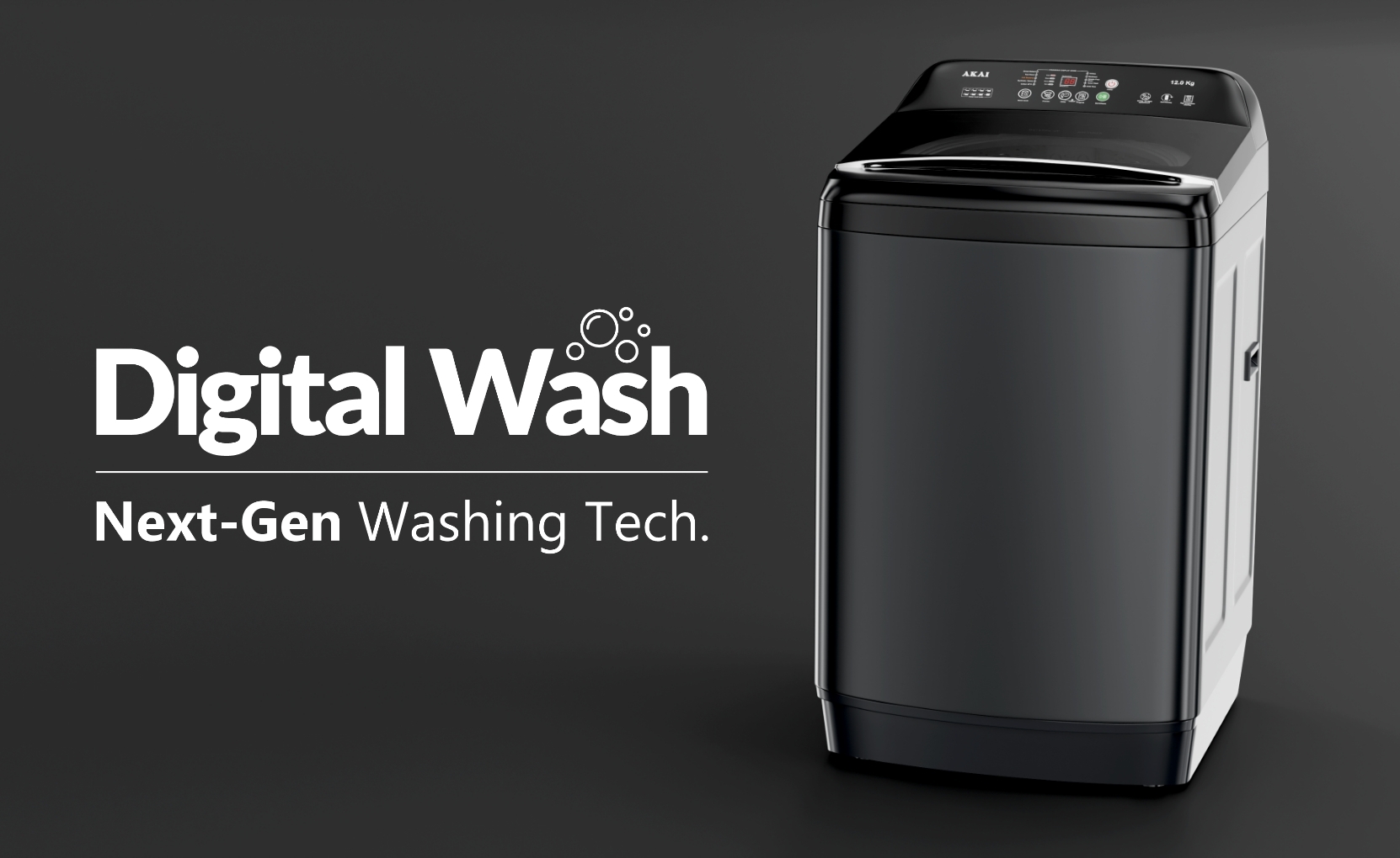 Akai 8 KG Fully Automatic Top Load Washing Machine (Dark Grey)