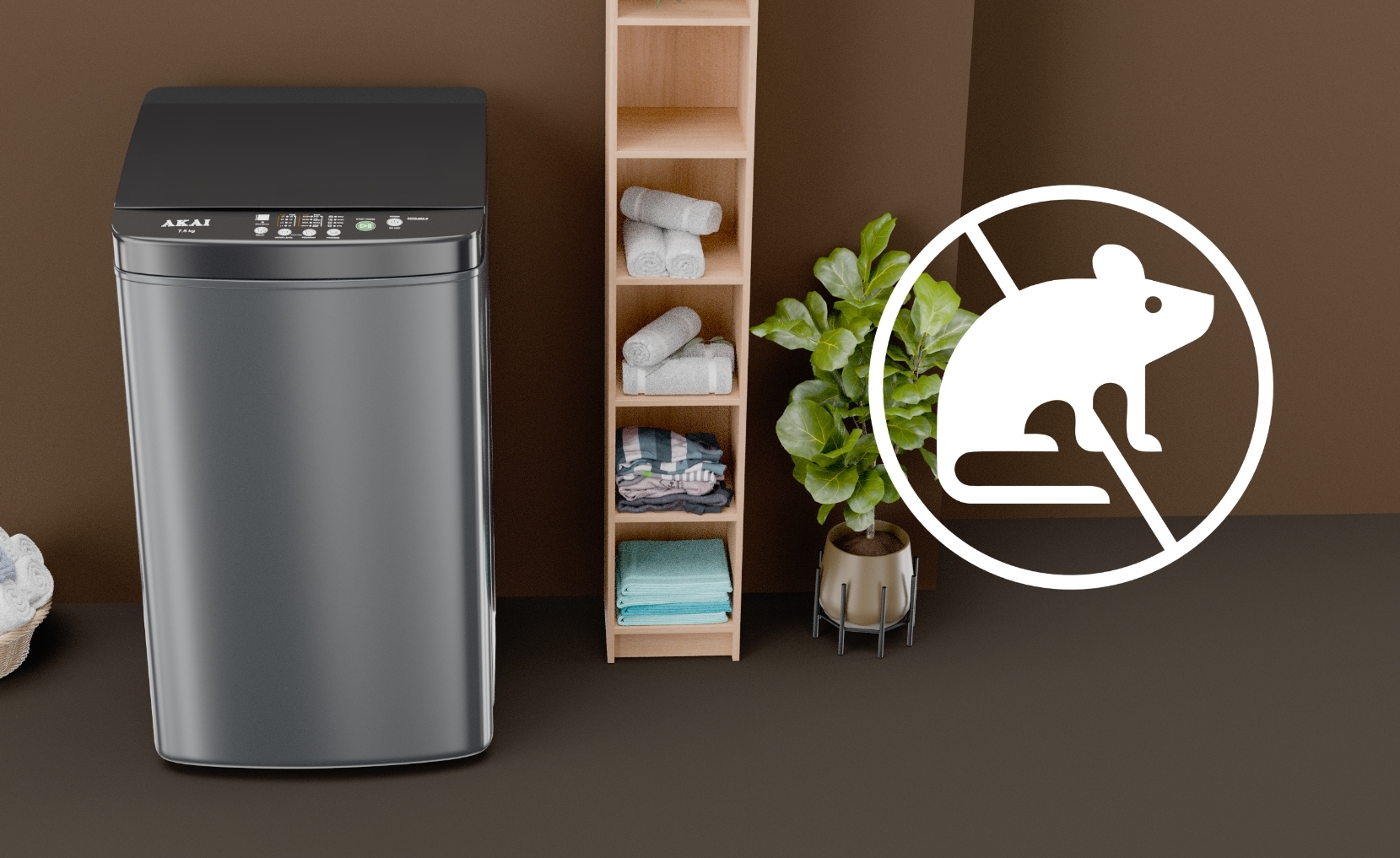 Akai 8 KG Fully Automatic Top Load Washing Machine (Dark Grey)