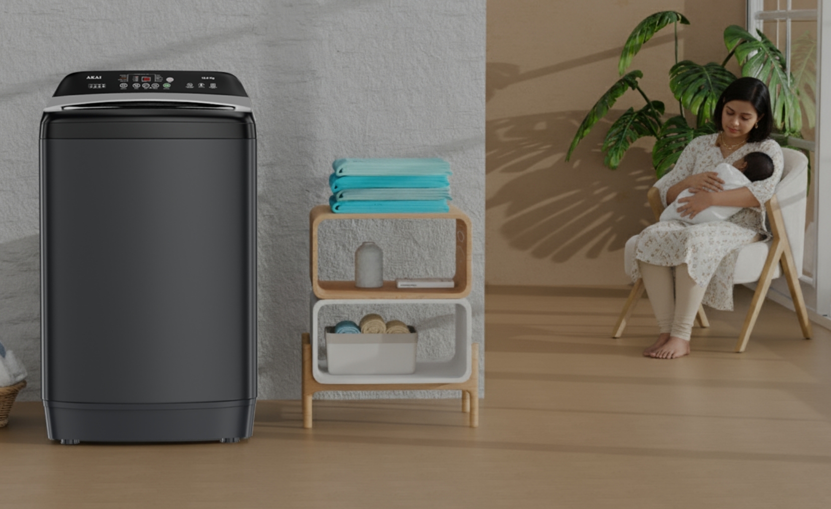 Akai 8 KG Fully Automatic Top Load Washing Machine (Dark Grey)