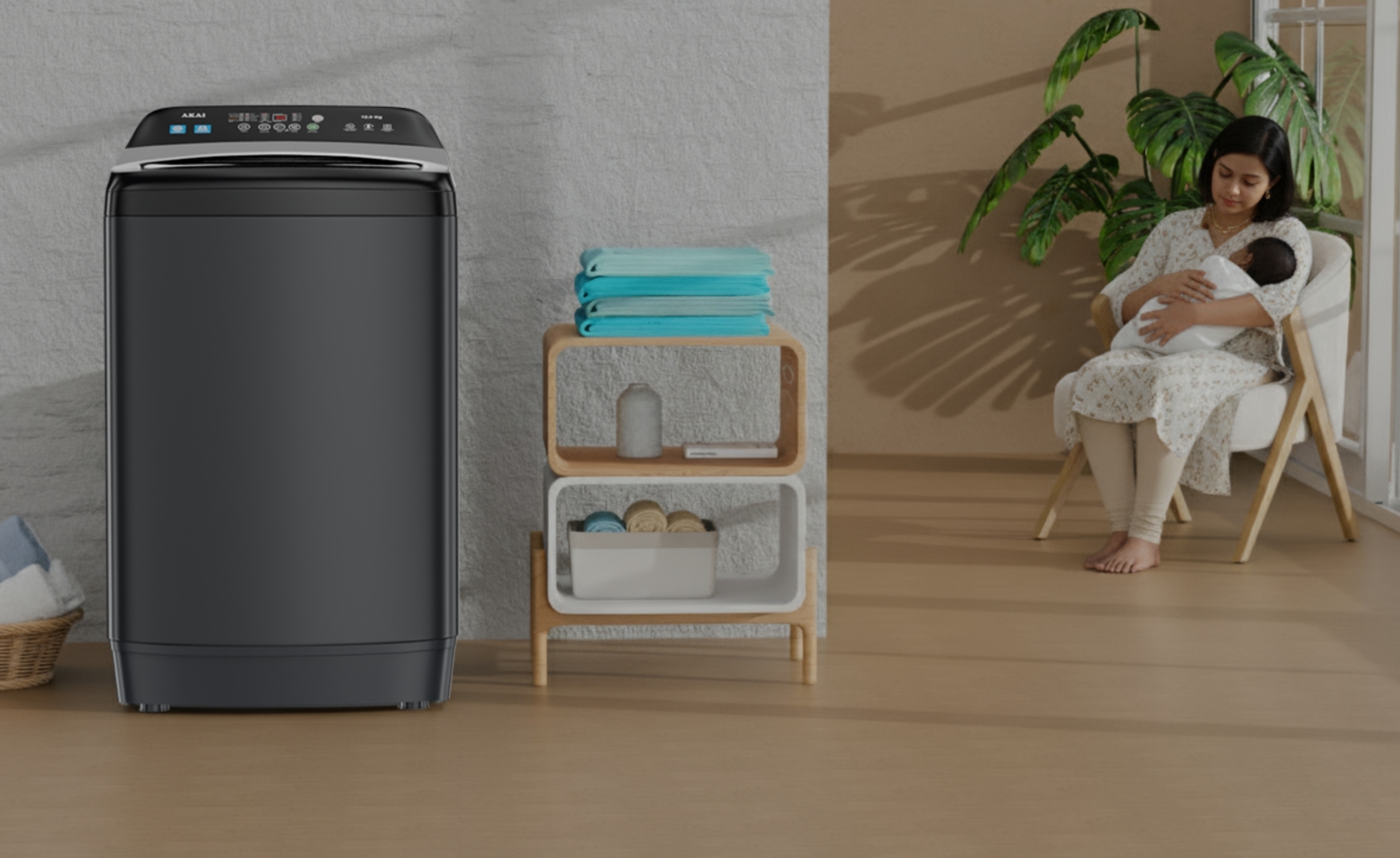 Akai 8 KG Fully Automatic Top Load Washing Machine (Dark Grey)