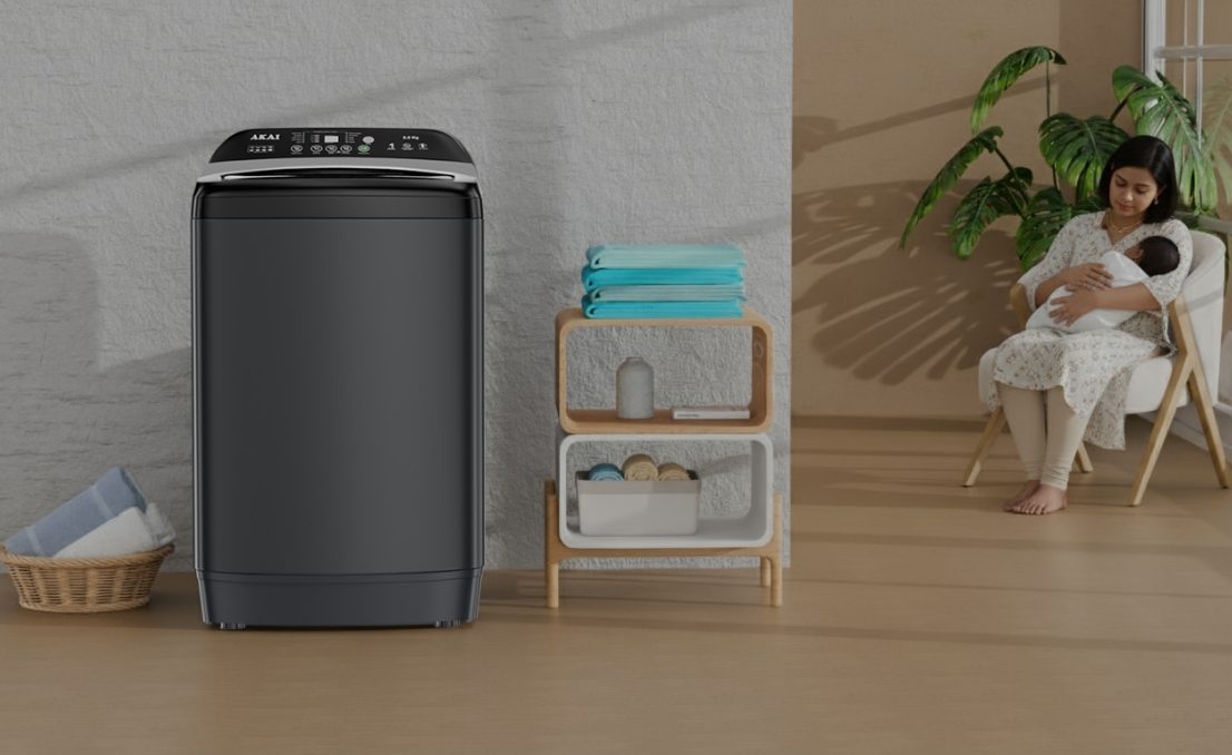 Akai 8 KG Fully Automatic Top Load Washing Machine (Dark Grey)