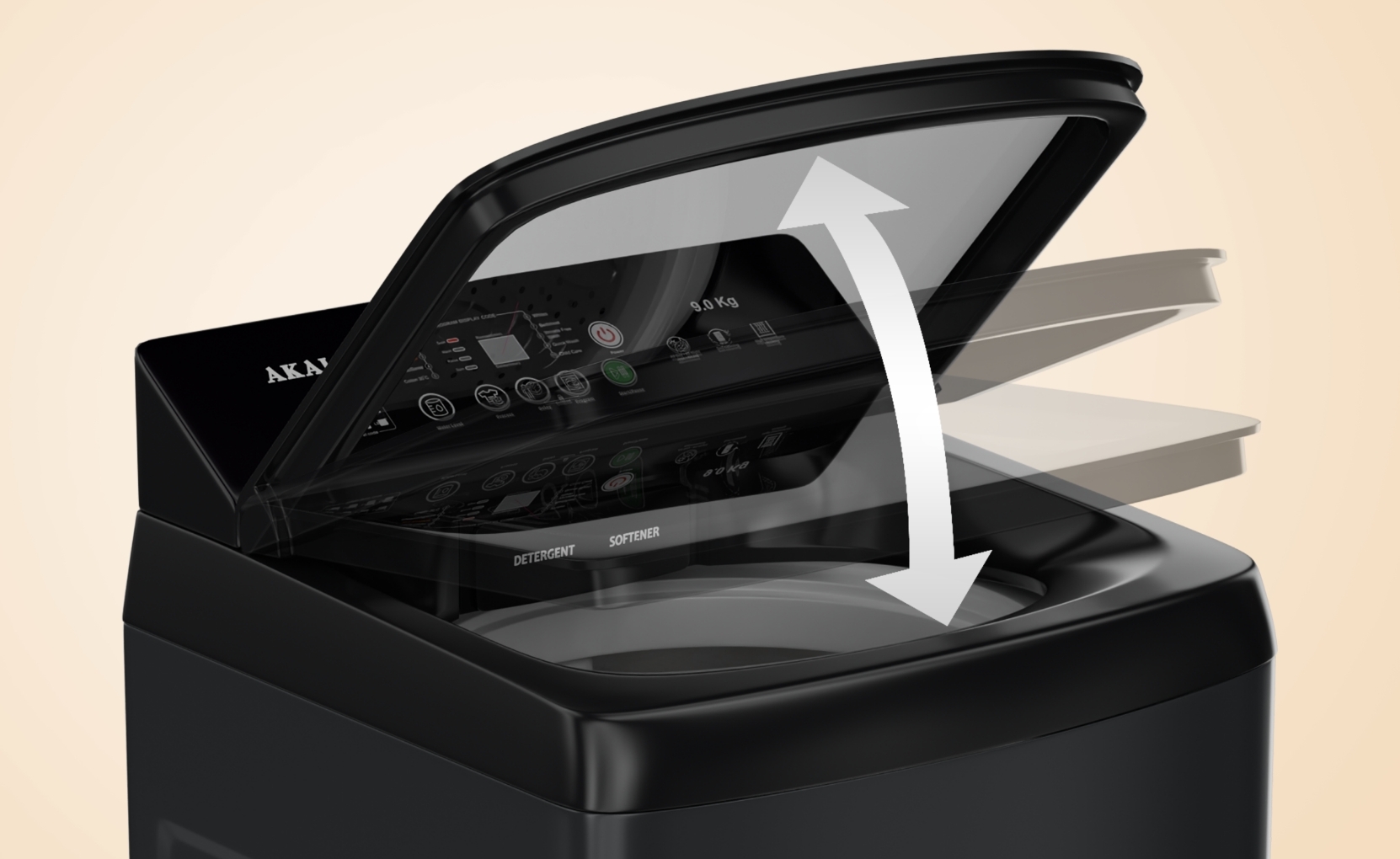 Akai 8 KG Fully Automatic Top Load Washing Machine (Dark Grey)