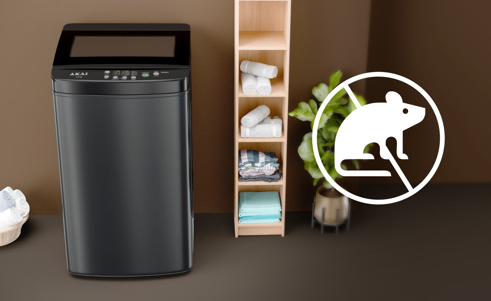 Akai 8 KG Fully Automatic Top Load Washing Machine (Dark Grey)