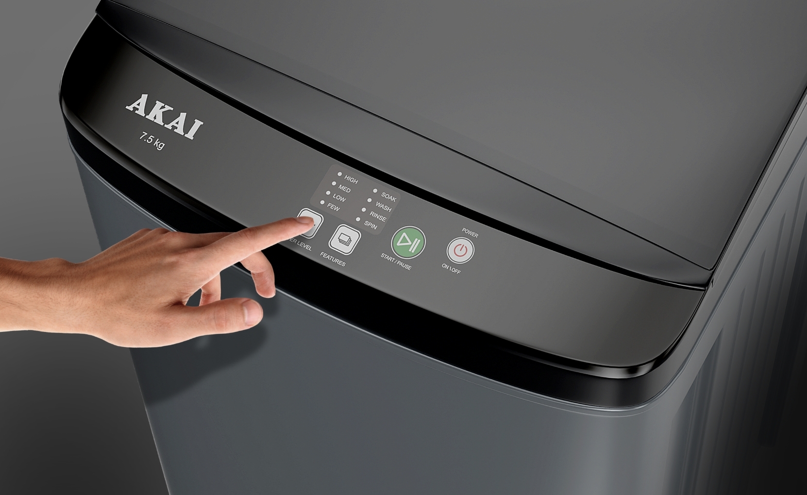Akai 8 KG Fully Automatic Top Load Washing Machine (Dark Grey)