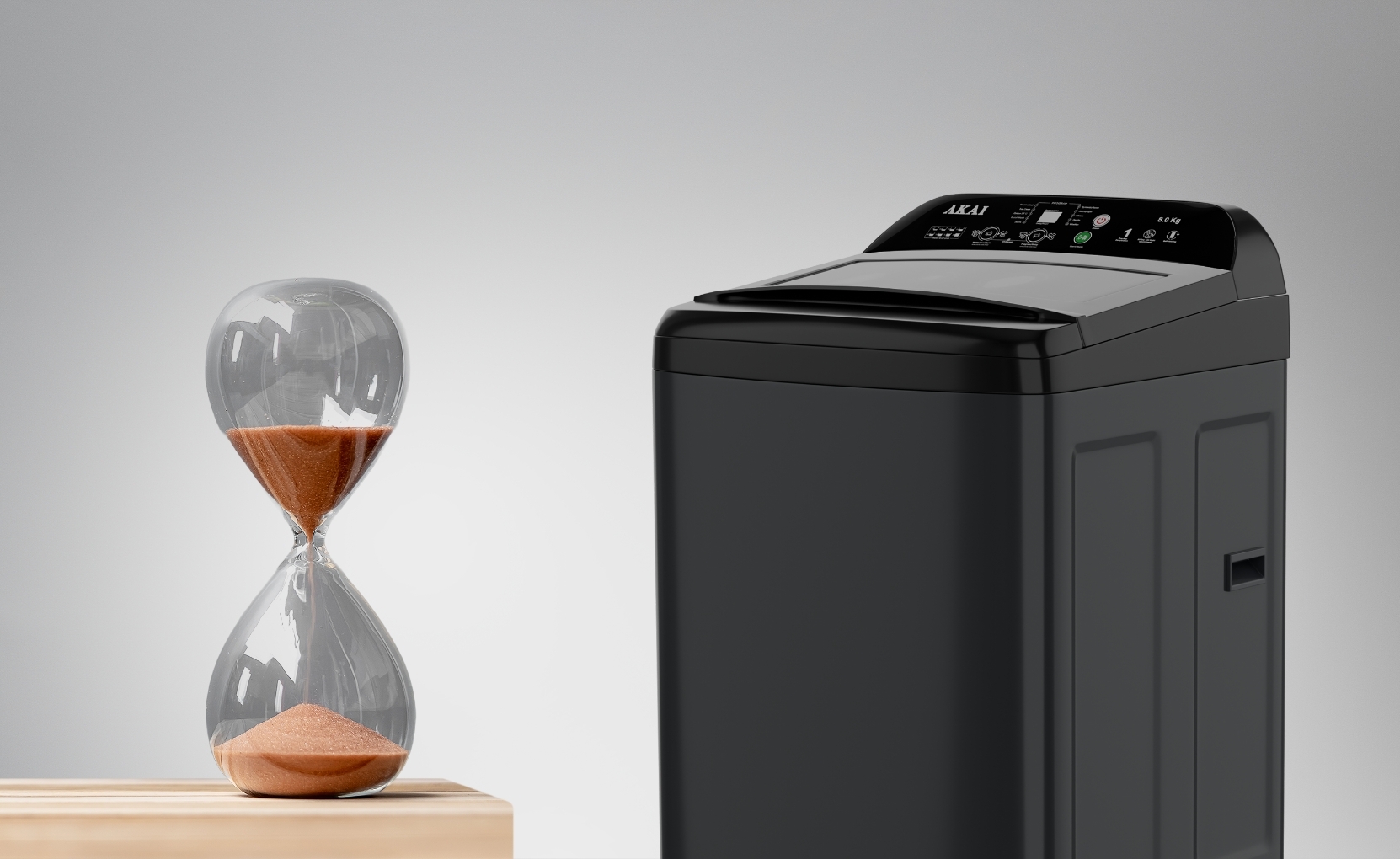 Akai 8 KG Fully Automatic Top Load Washing Machine (Dark Grey)