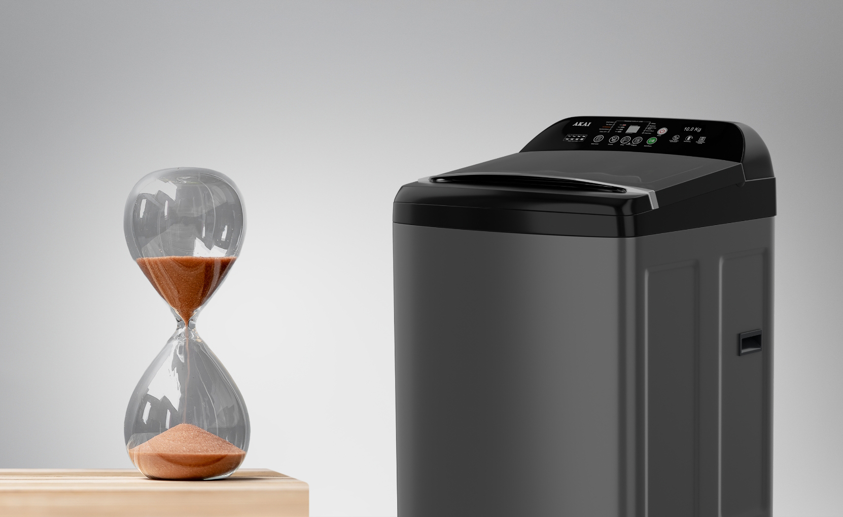 Akai 8 KG Fully Automatic Top Load Washing Machine (Dark Grey)