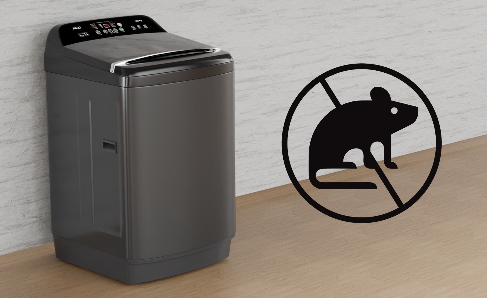 Akai 8 KG Fully Automatic Top Load Washing Machine (Dark Grey)