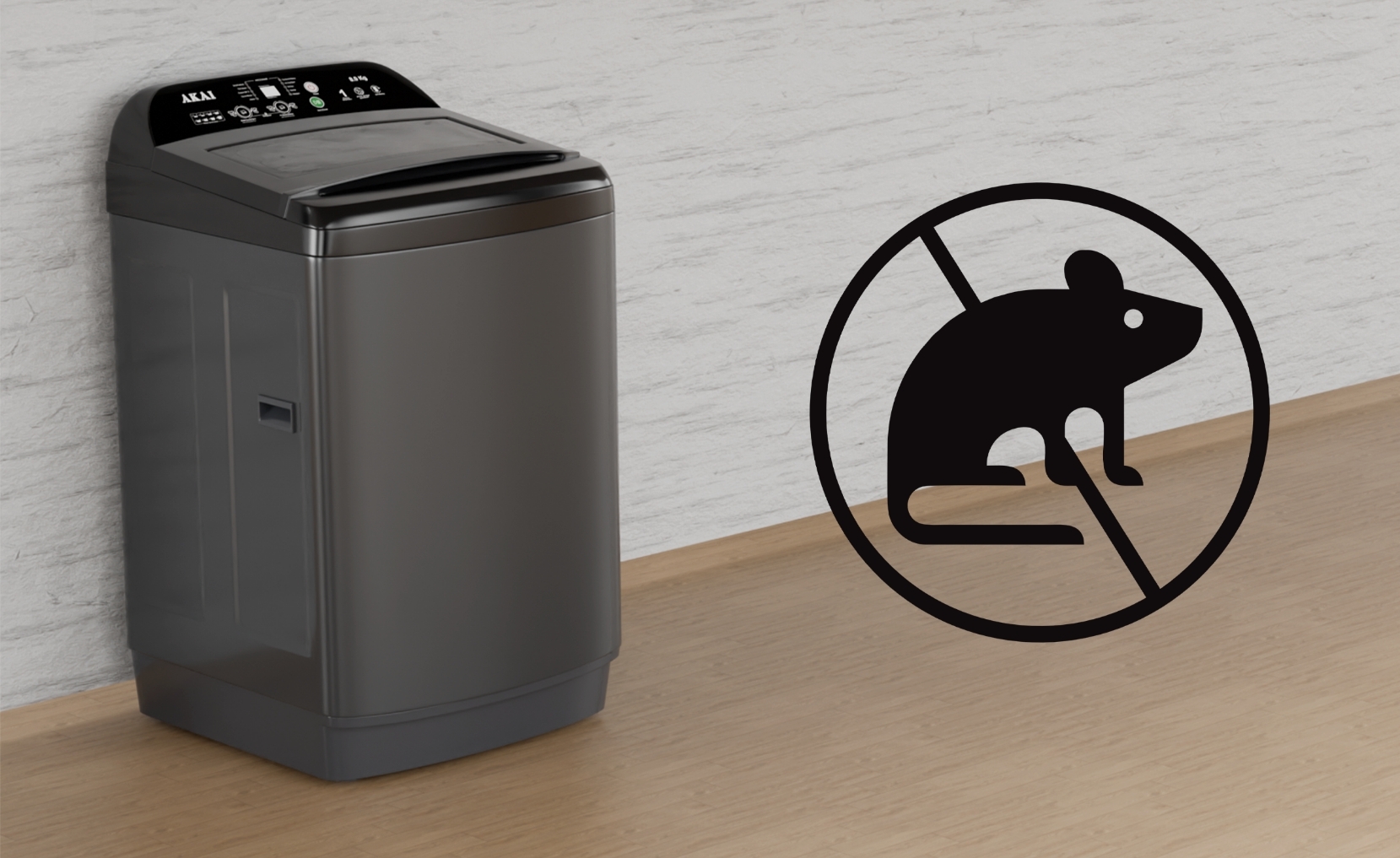 Akai 8 KG Fully Automatic Top Load Washing Machine (Dark Grey)