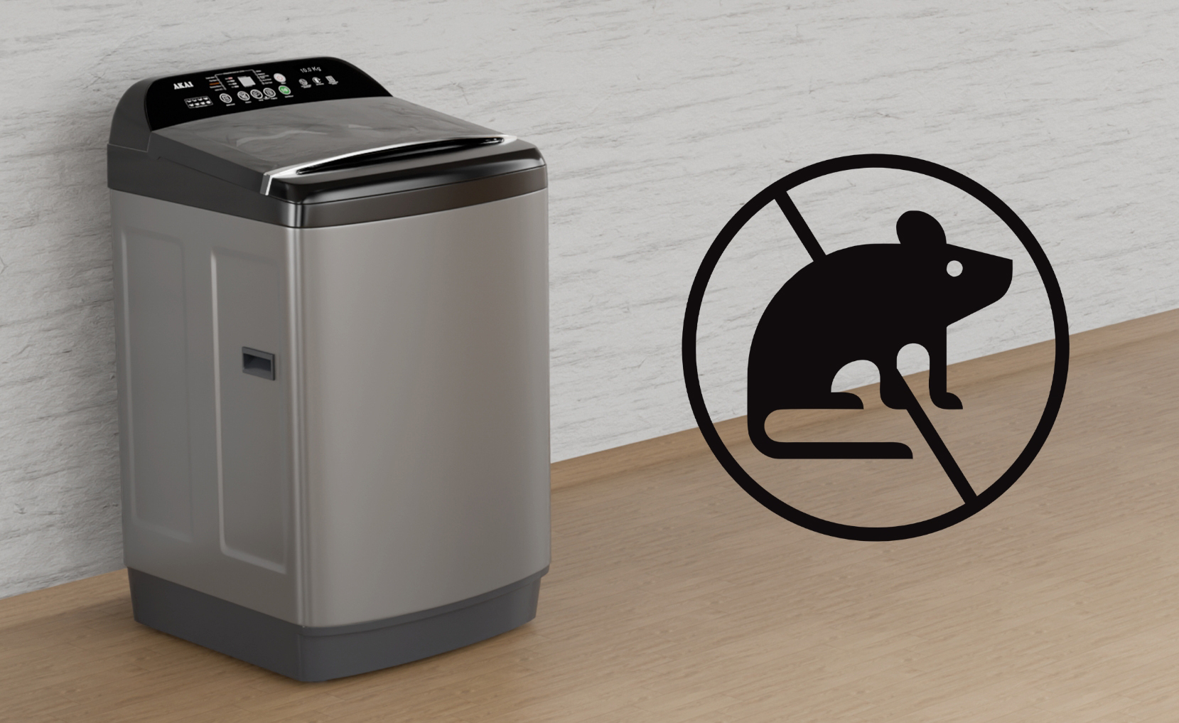 Akai 8 KG Fully Automatic Top Load Washing Machine (Dark Grey)