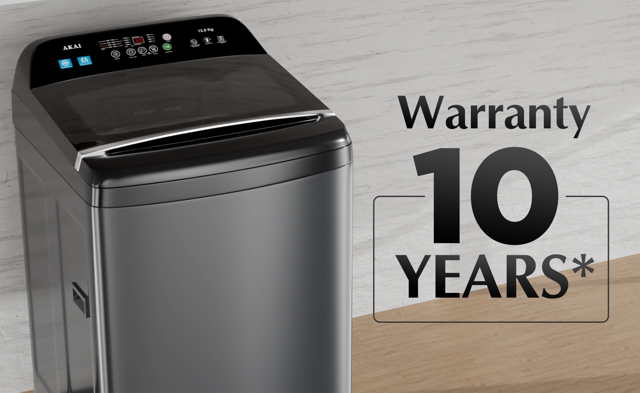 Akai 8 KG Fully Automatic Top Load Washing Machine (Dark Grey)