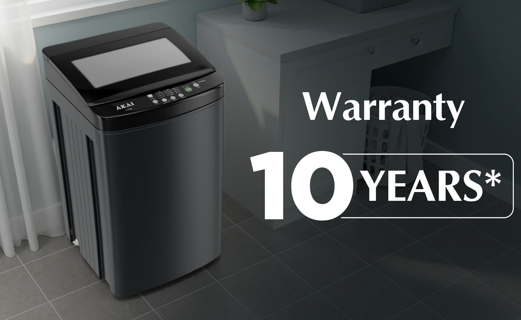 Akai 8 KG Fully Automatic Top Load Washing Machine (Dark Grey)