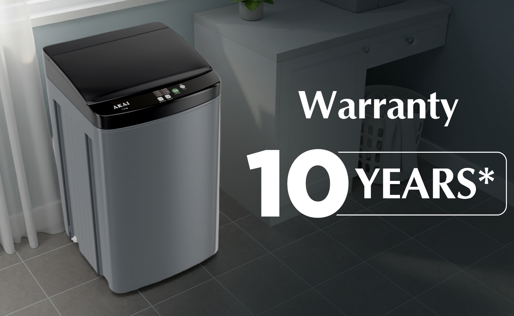 Akai 8 KG Fully Automatic Top Load Washing Machine (Dark Grey)