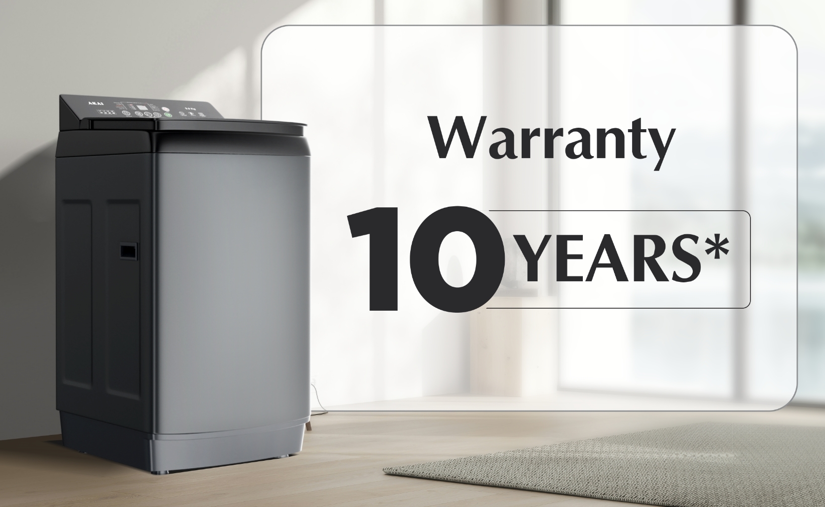 Akai 8 KG Fully Automatic Top Load Washing Machine (Dark Grey)