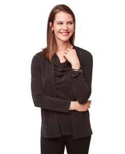 Black Crepe Lurex Cardigan