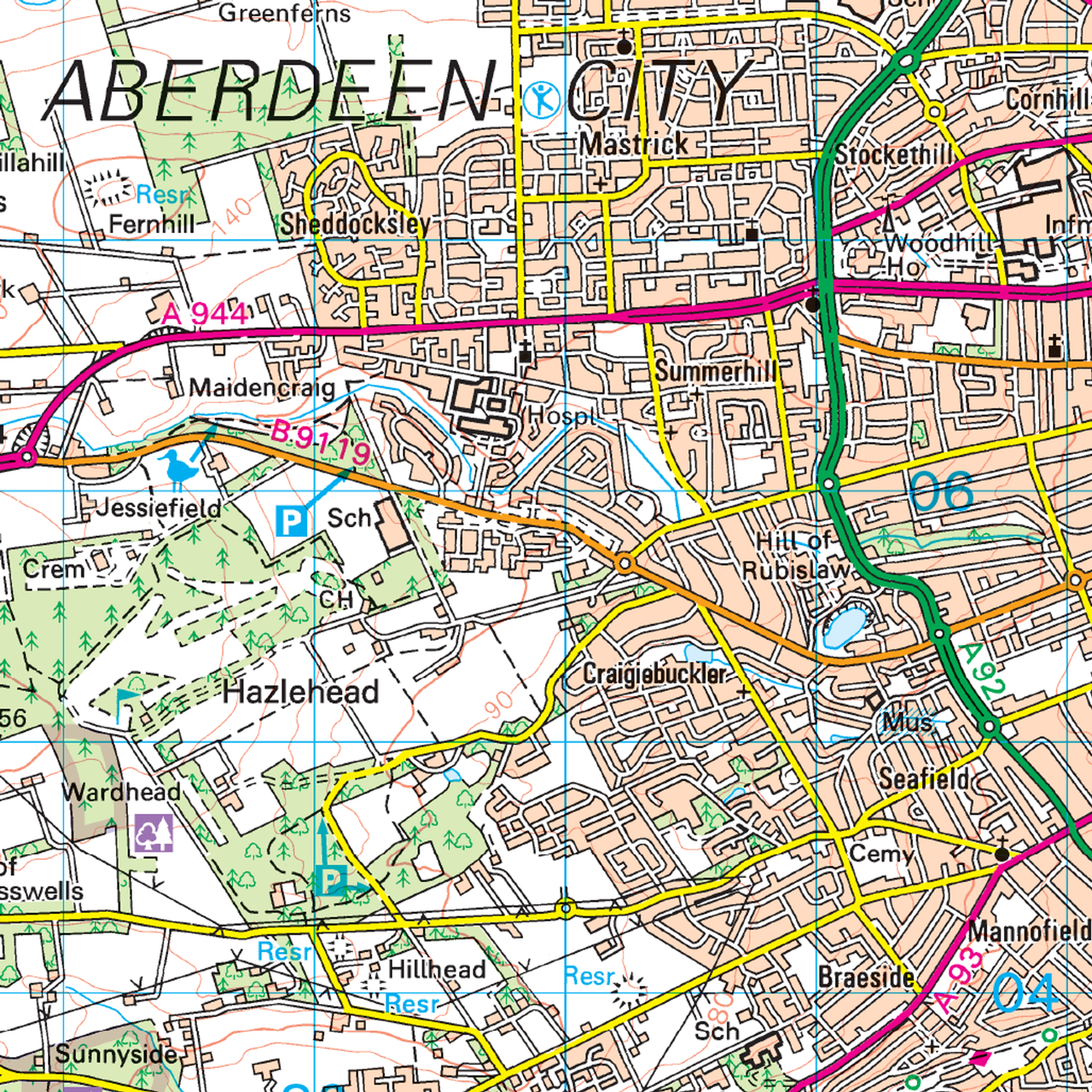 OS Map of Aberdeen - Hillgear