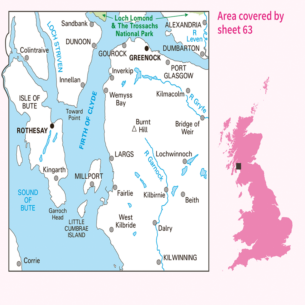 OS Map of Firth of Clyde Hillgear