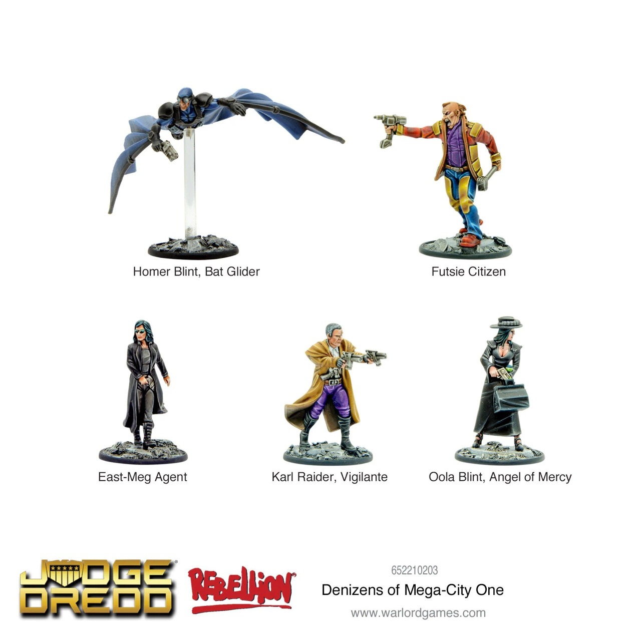 Miniaturas Warlord Judge Dredd Denizens Of Mega City One - 5 Figuras De Resina, Juego De Mesa